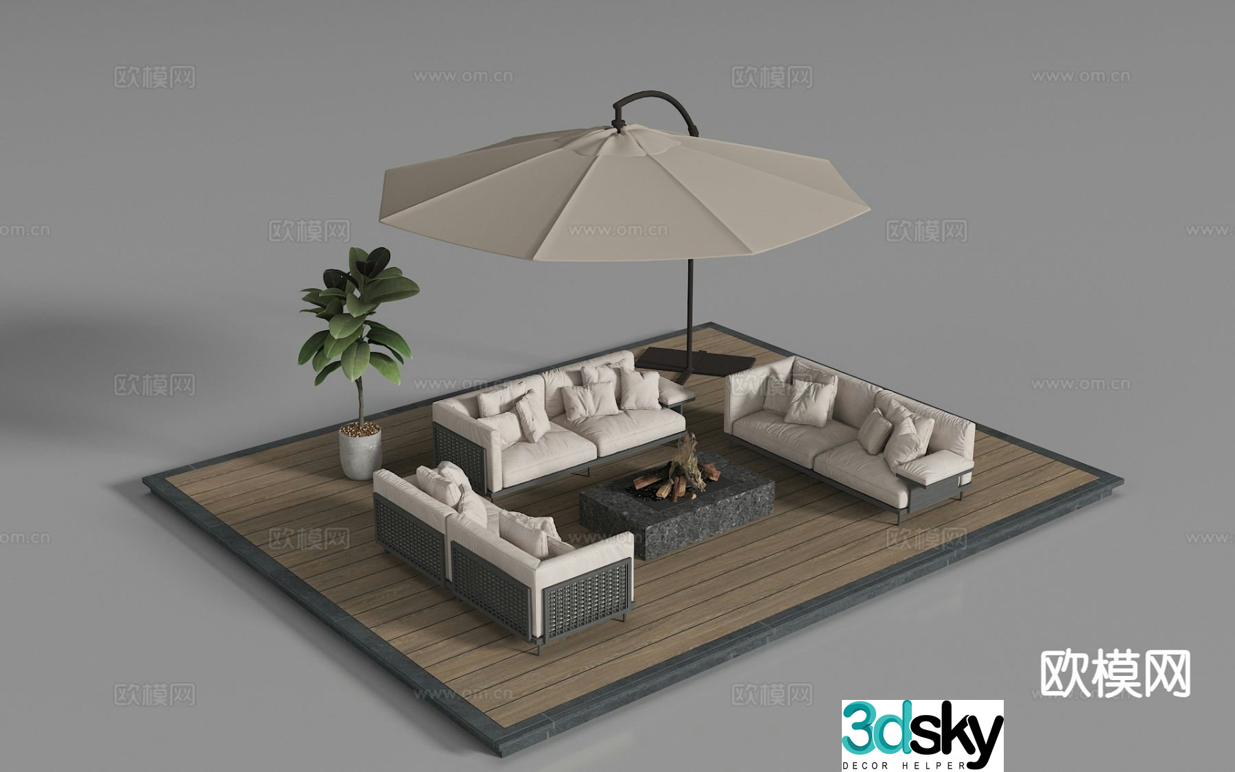 Modern outdoor sofa parasol 3d model