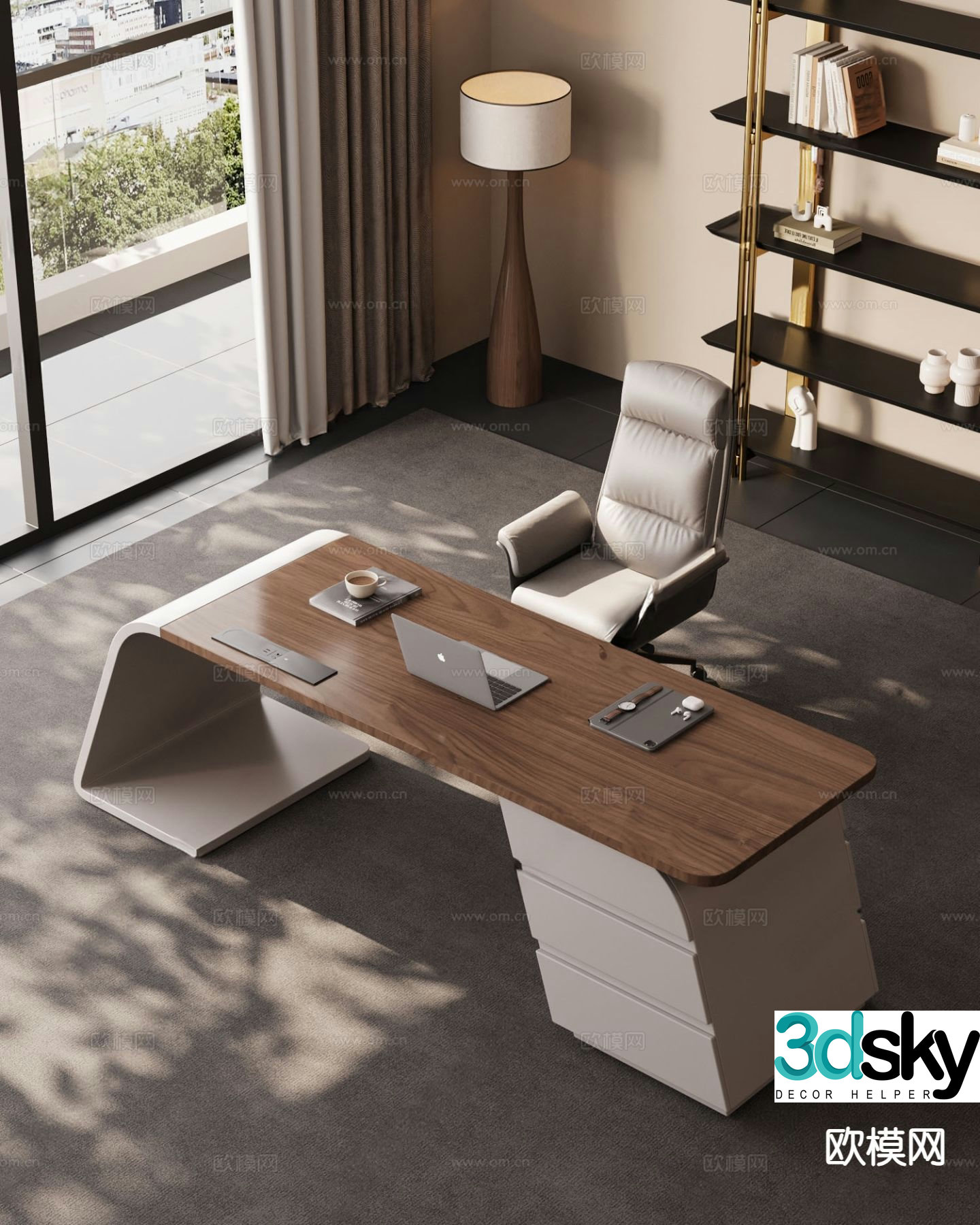 Italian style desk executive desk 3D model