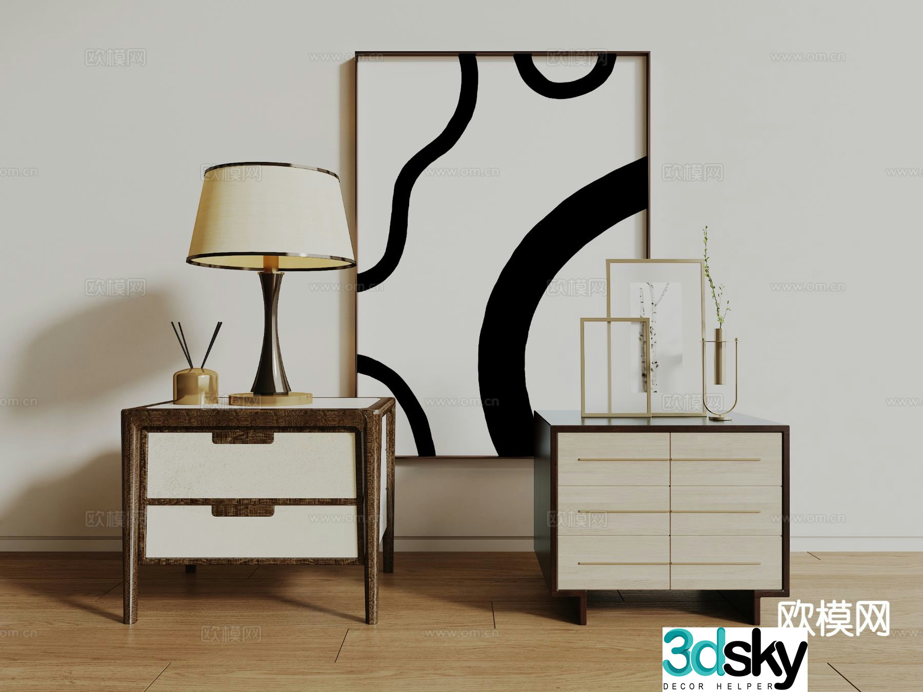 Modern bedside table 3d model