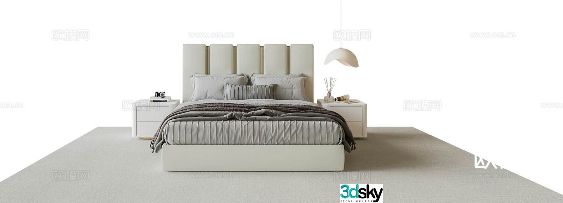 Modern double bed 3d model