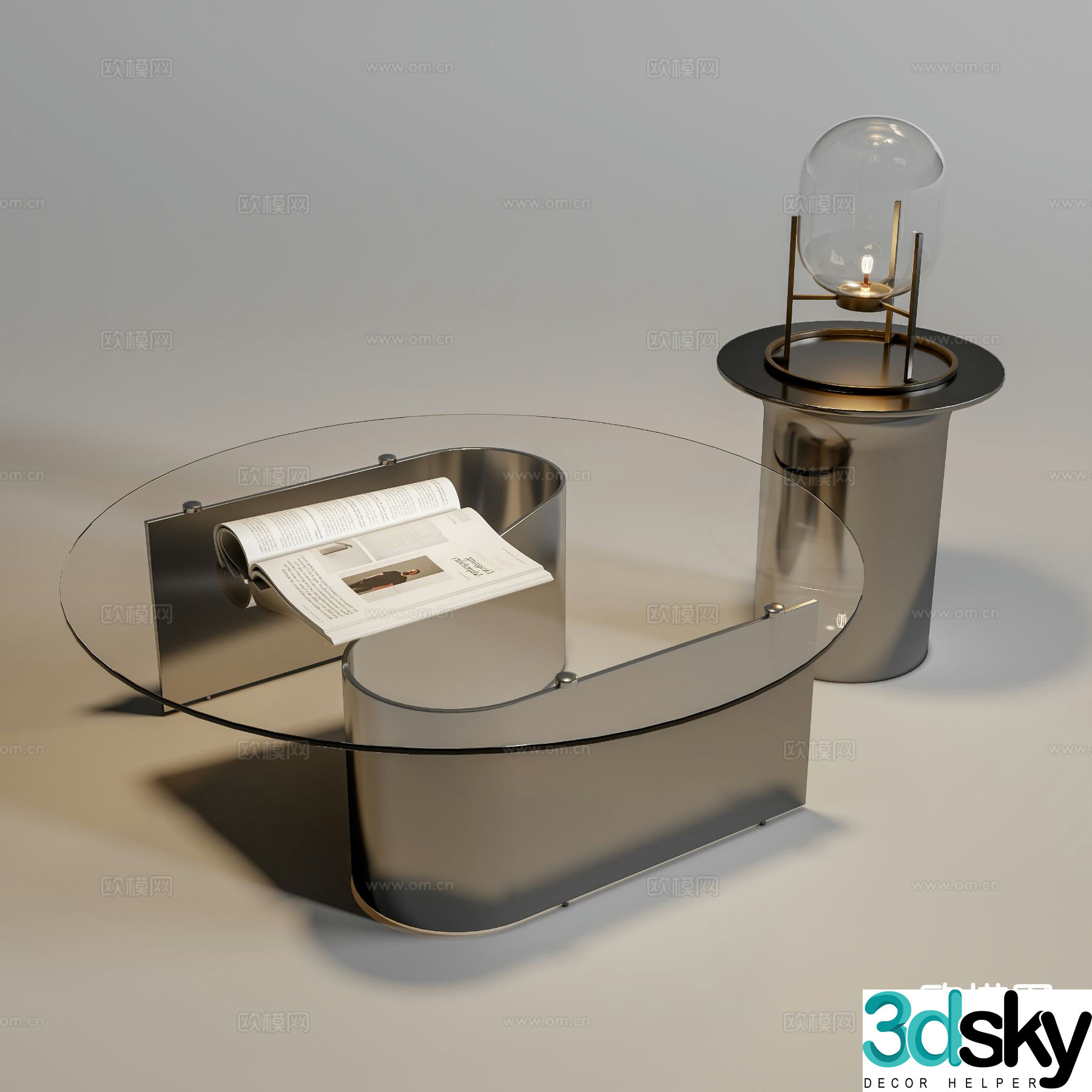 Modern coffee table glass coffee table 3d model