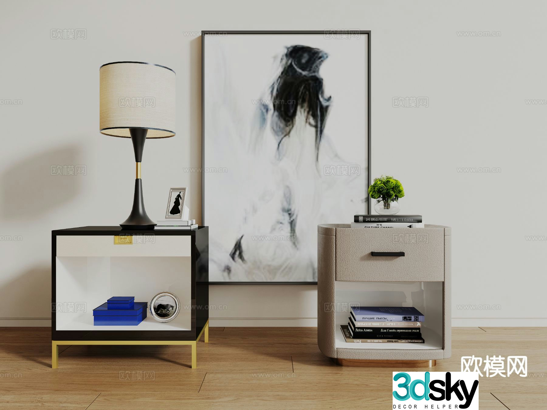 Light luxury bedside table 3D model