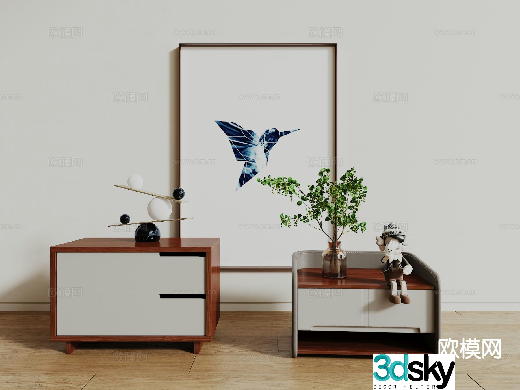 Modern bedside table 3d model