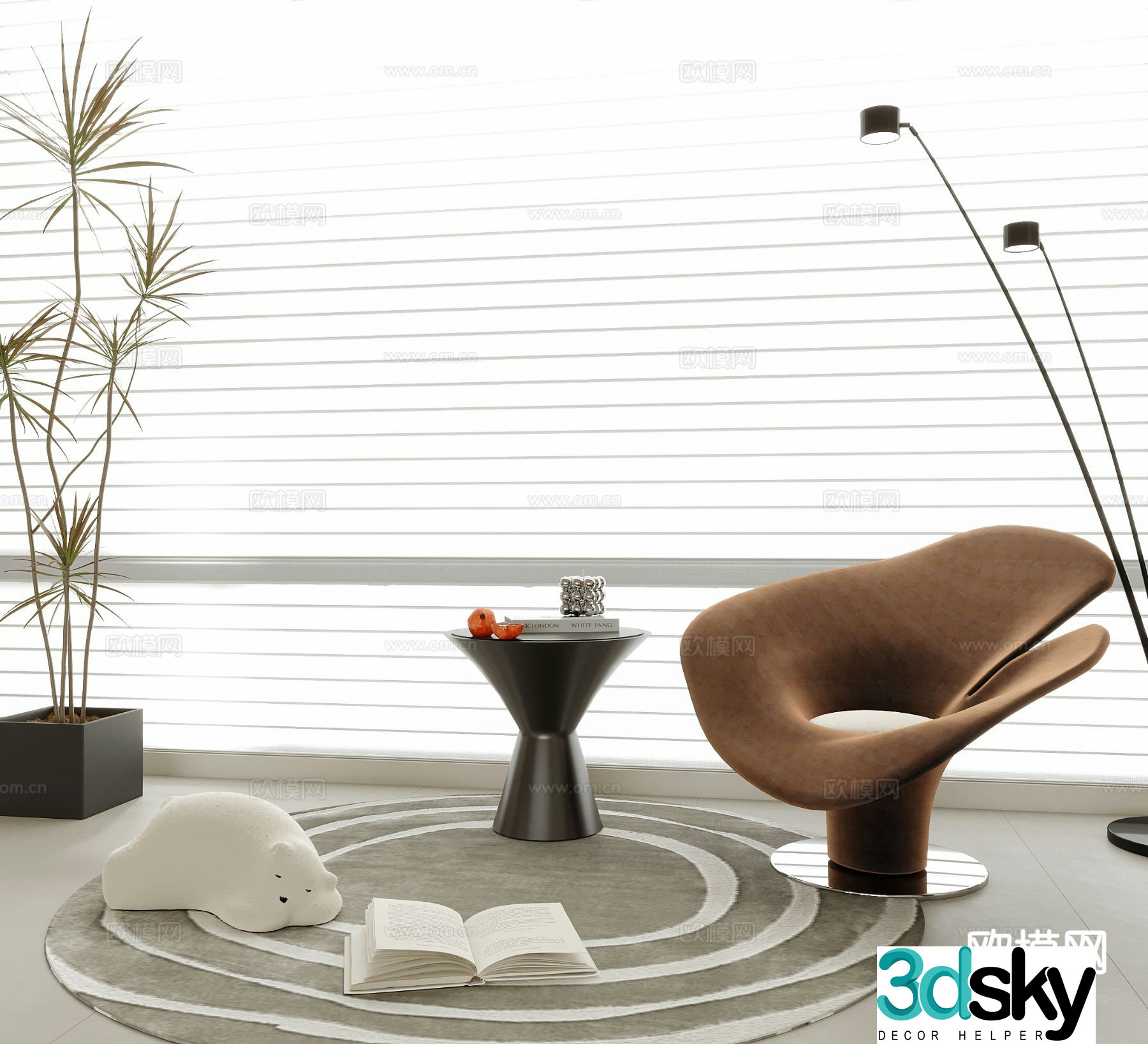 Modern leisure chair single chair single sofa chair 3d model