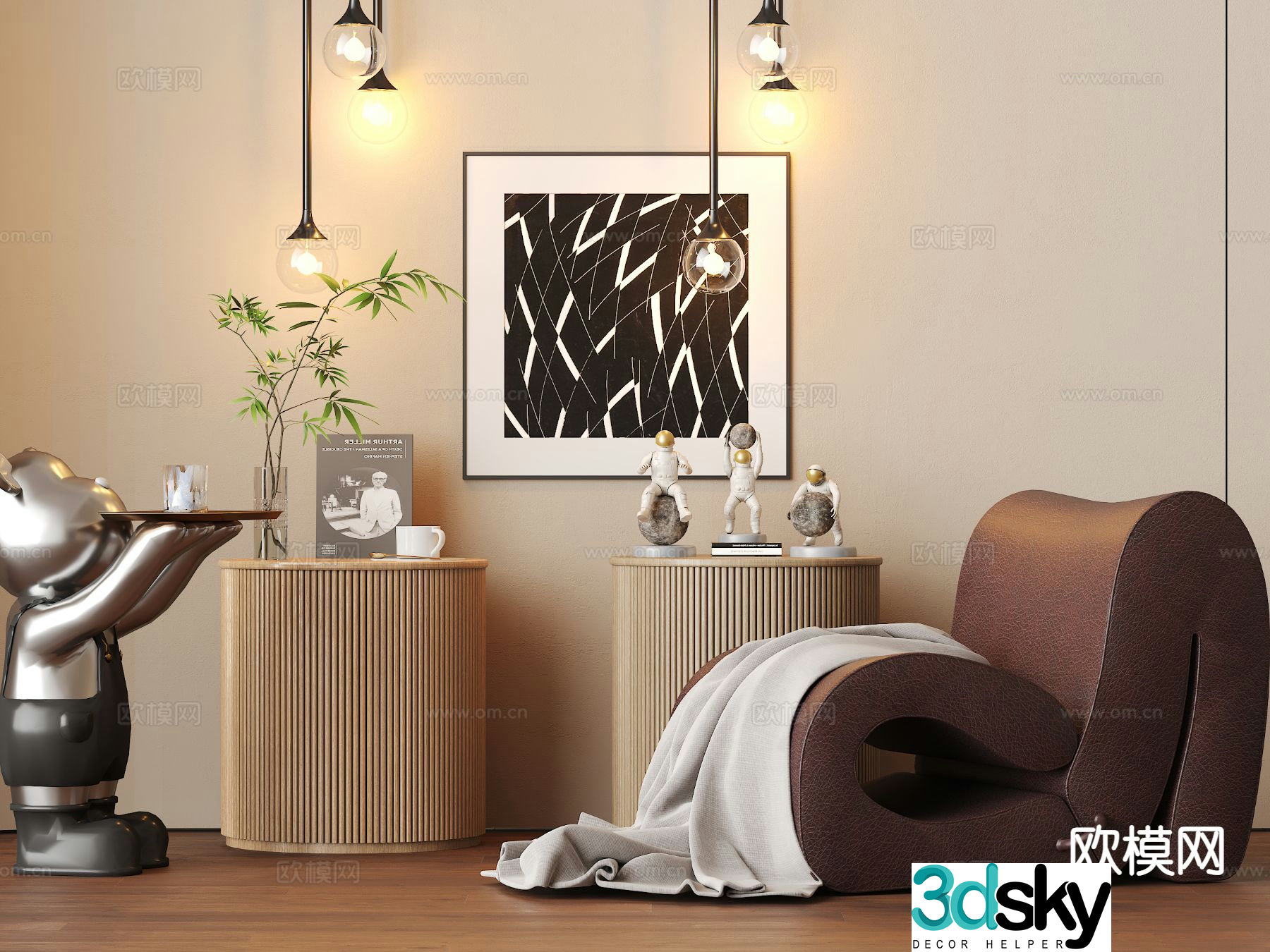 Modern bedside table 3d model
