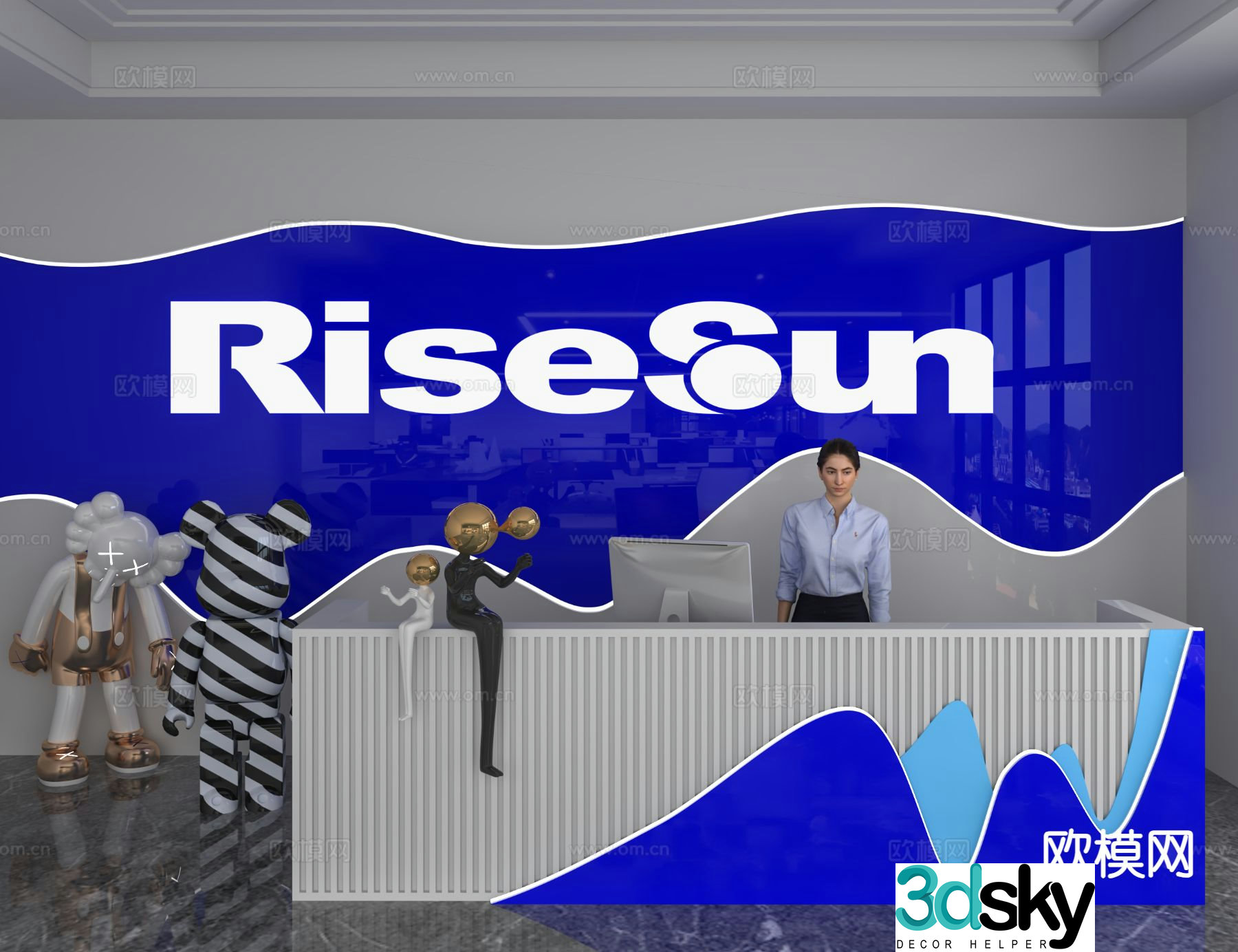 Modern front desk service desk reception desk information desk 3d model