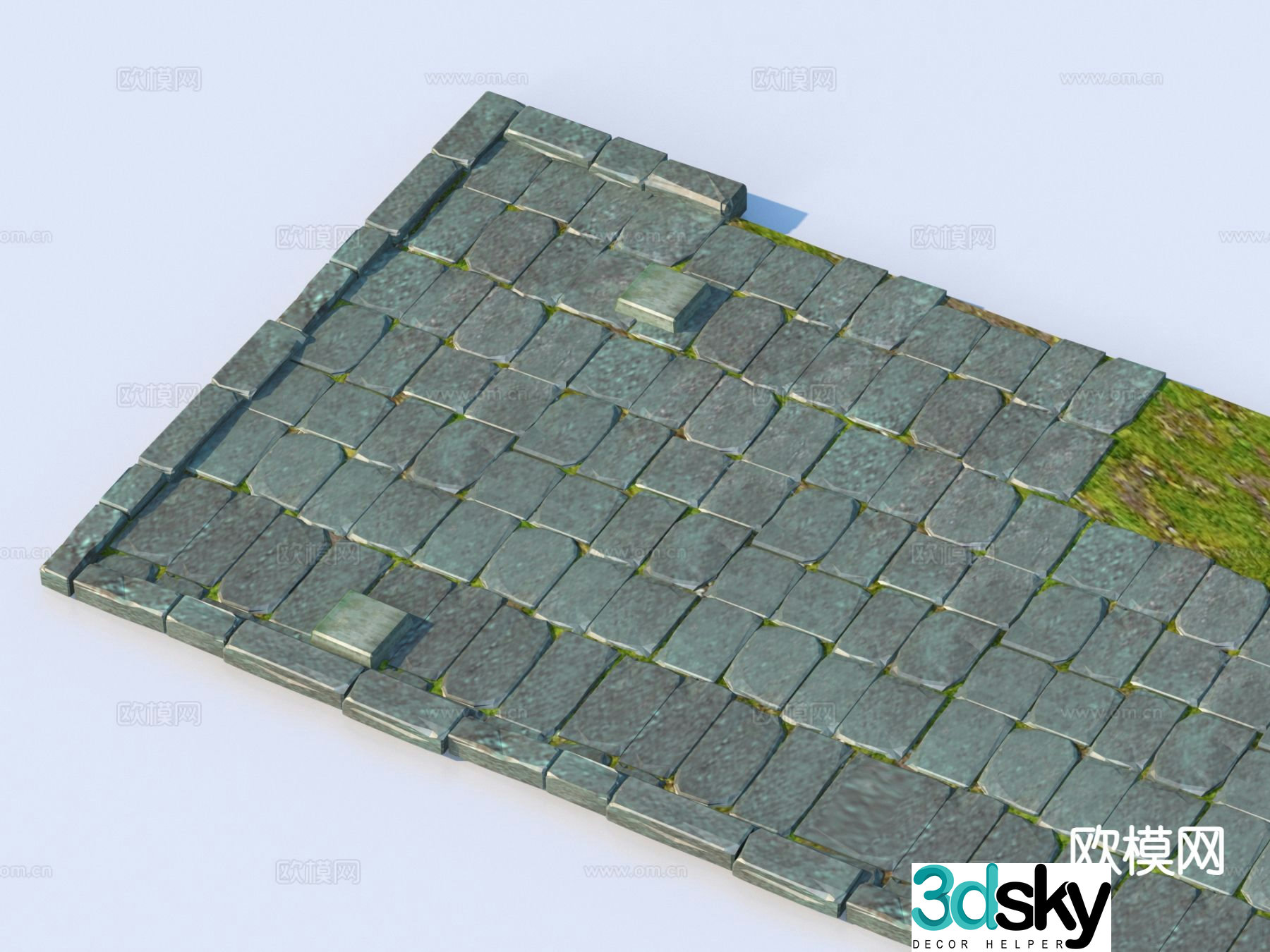 Stone paving landscape sketch 3d model