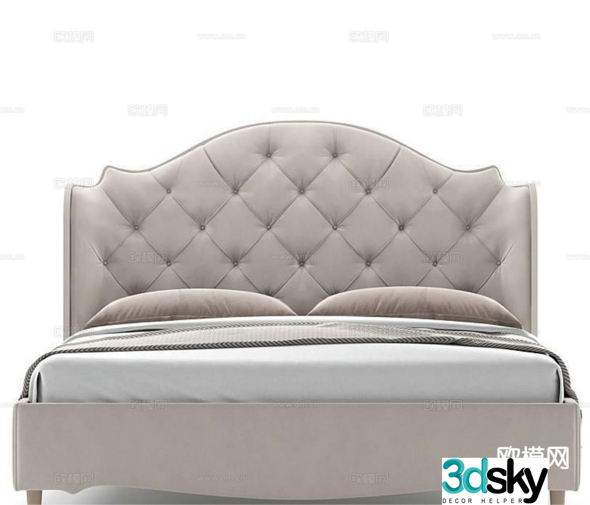 Simple European soft bed double bed 3d model