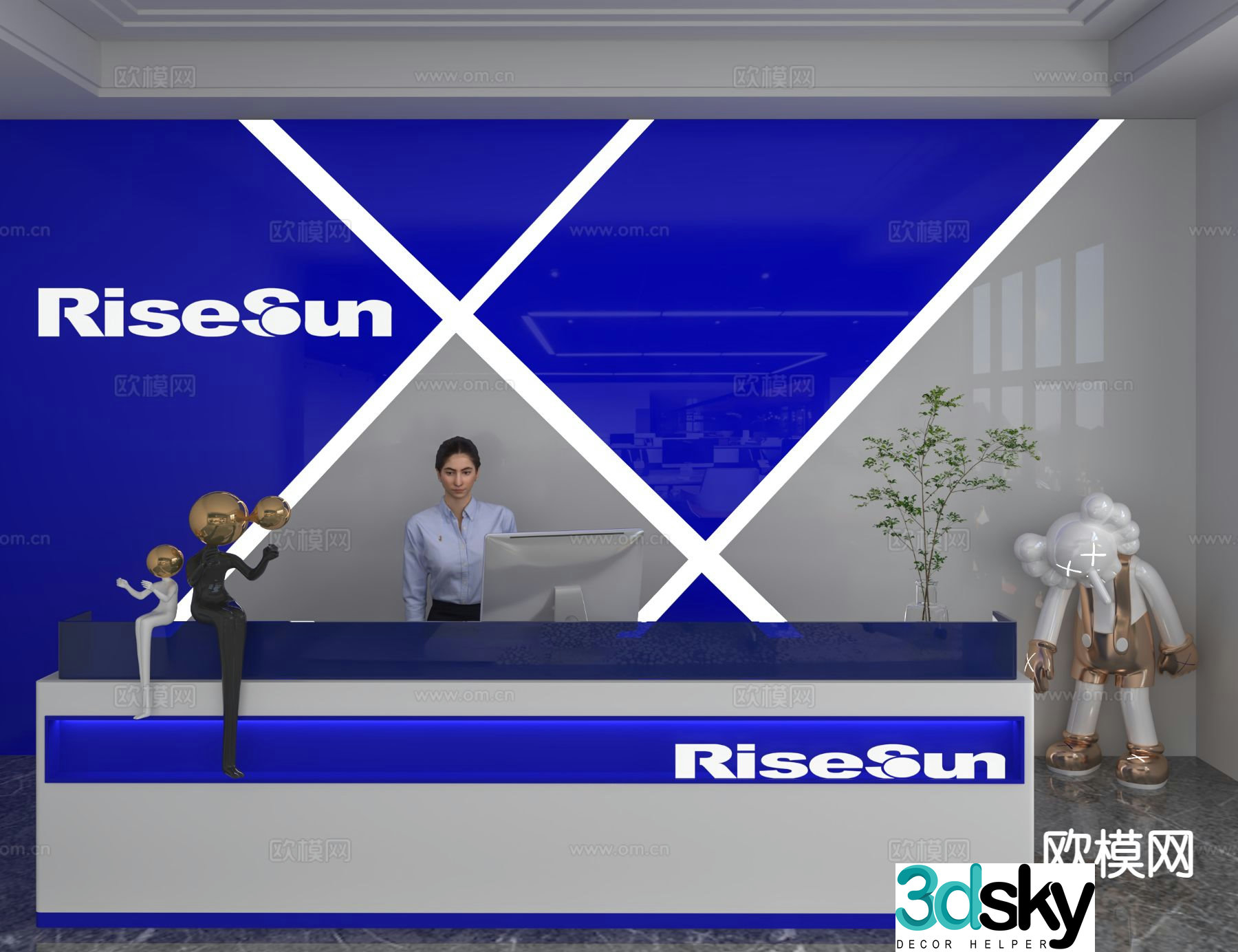 Modern front desk service desk reception desk information desk 3d model
