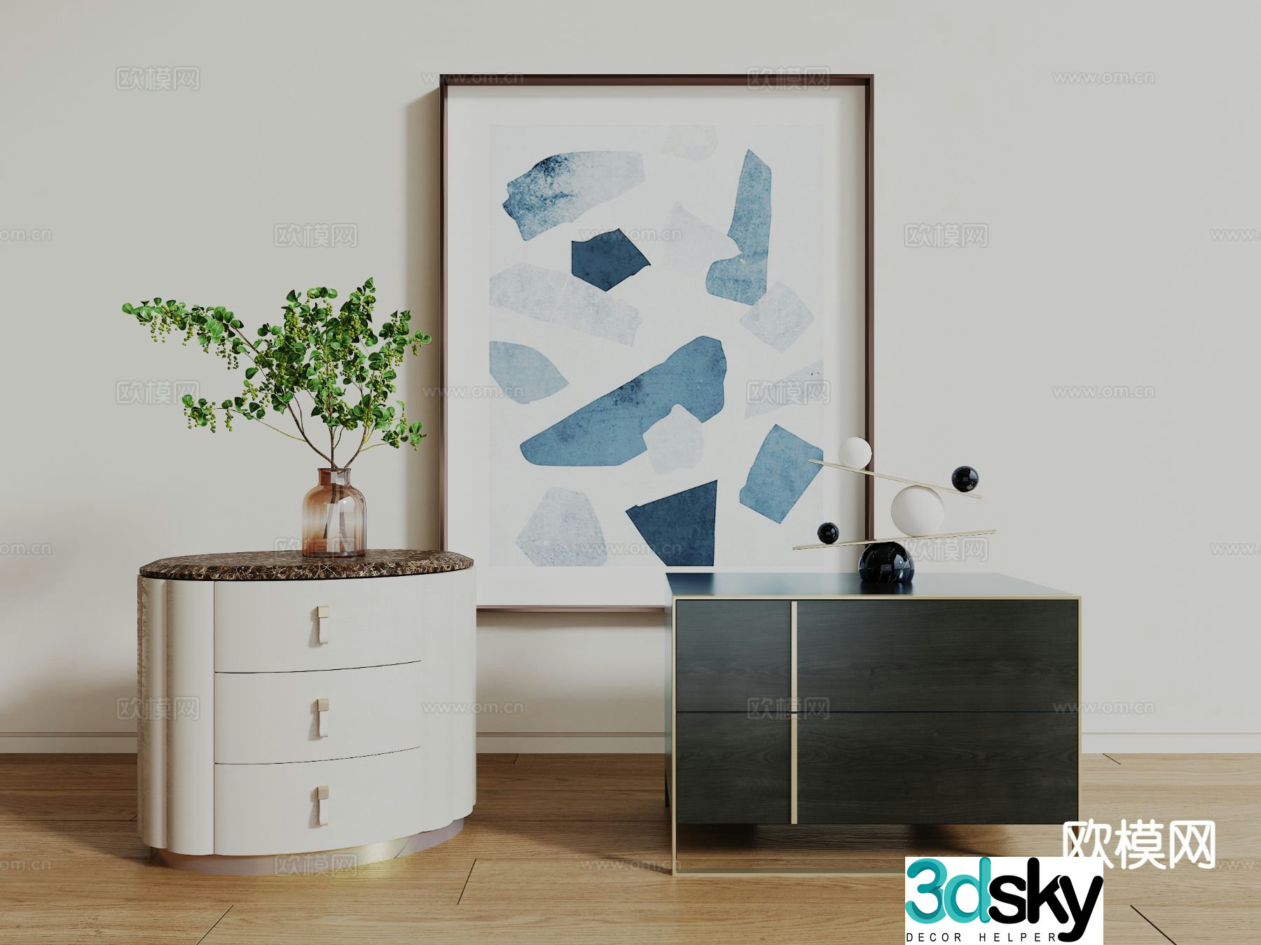 Modern bedside table 3d model