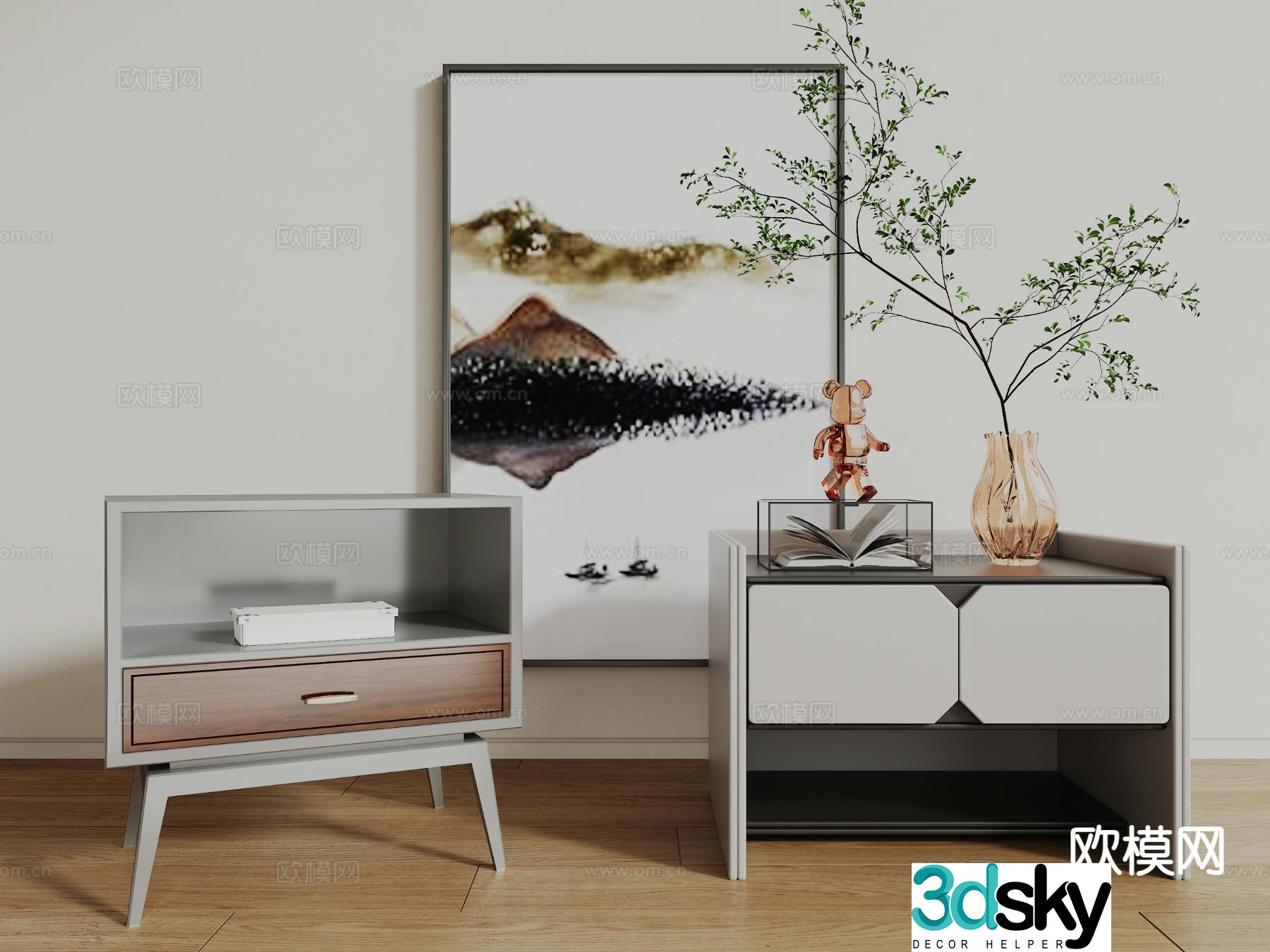 Modern bedside table 3d model
