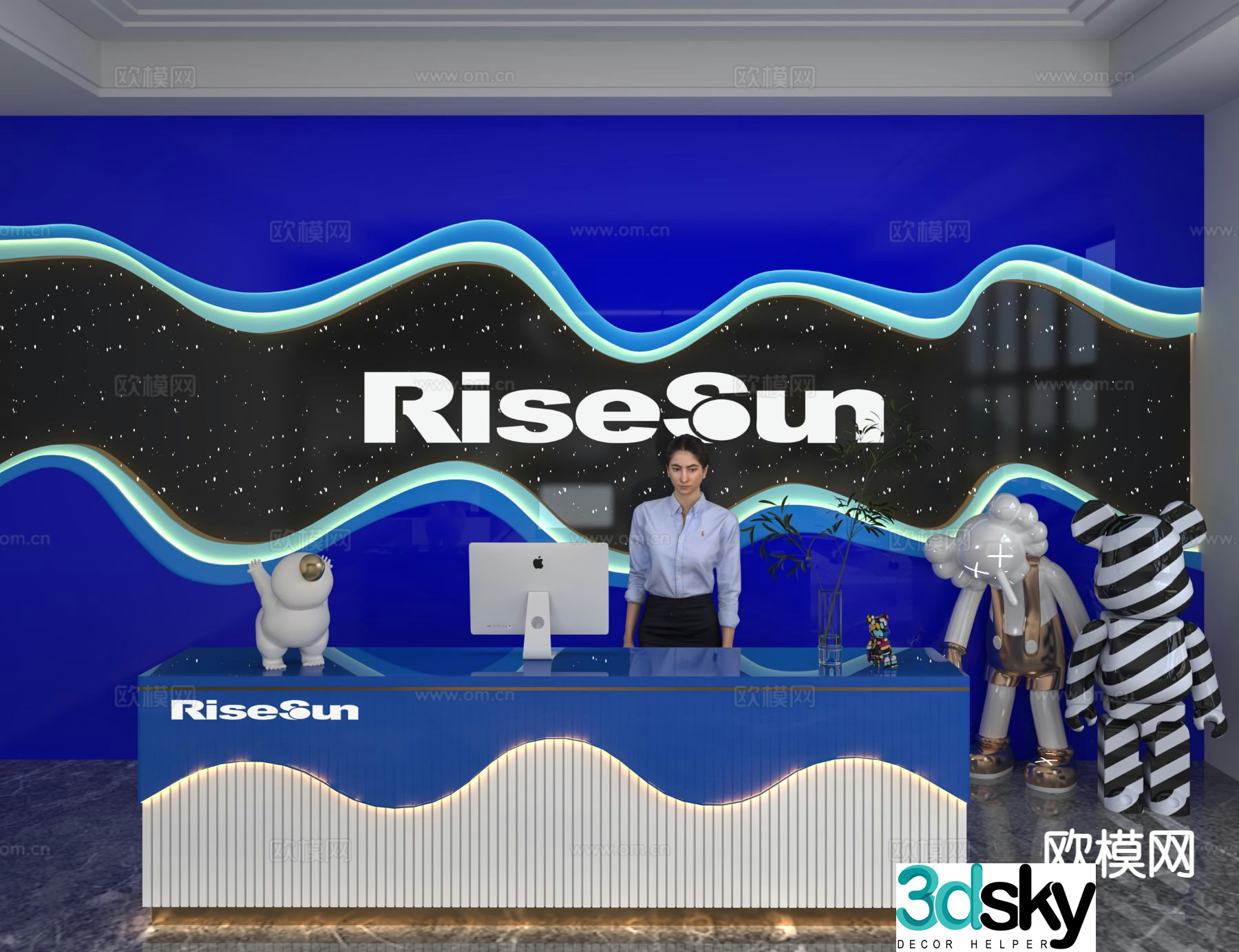 Modern front desk service desk reception desk information desk 3d model