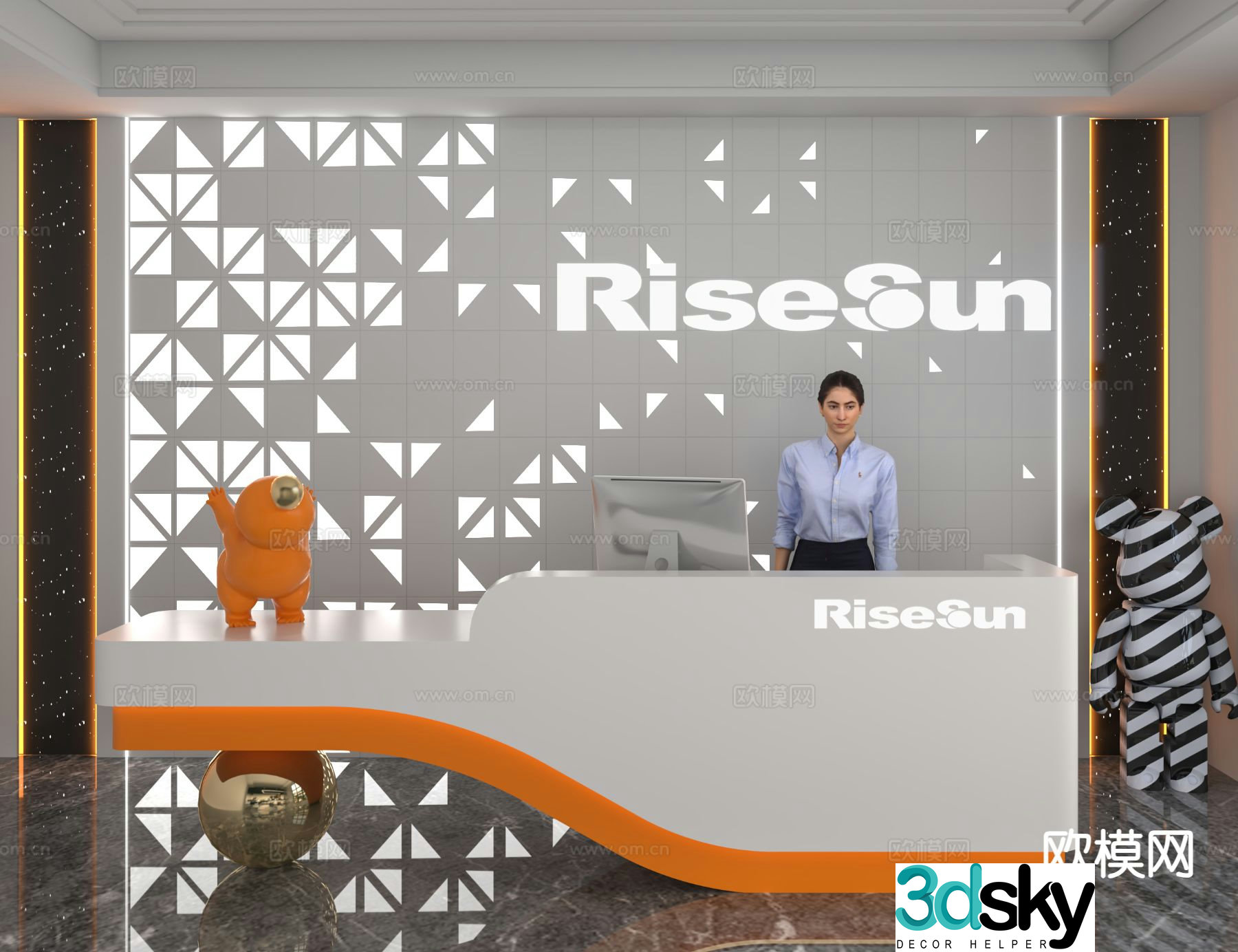 Modern front desk service desk reception desk information desk 3d model