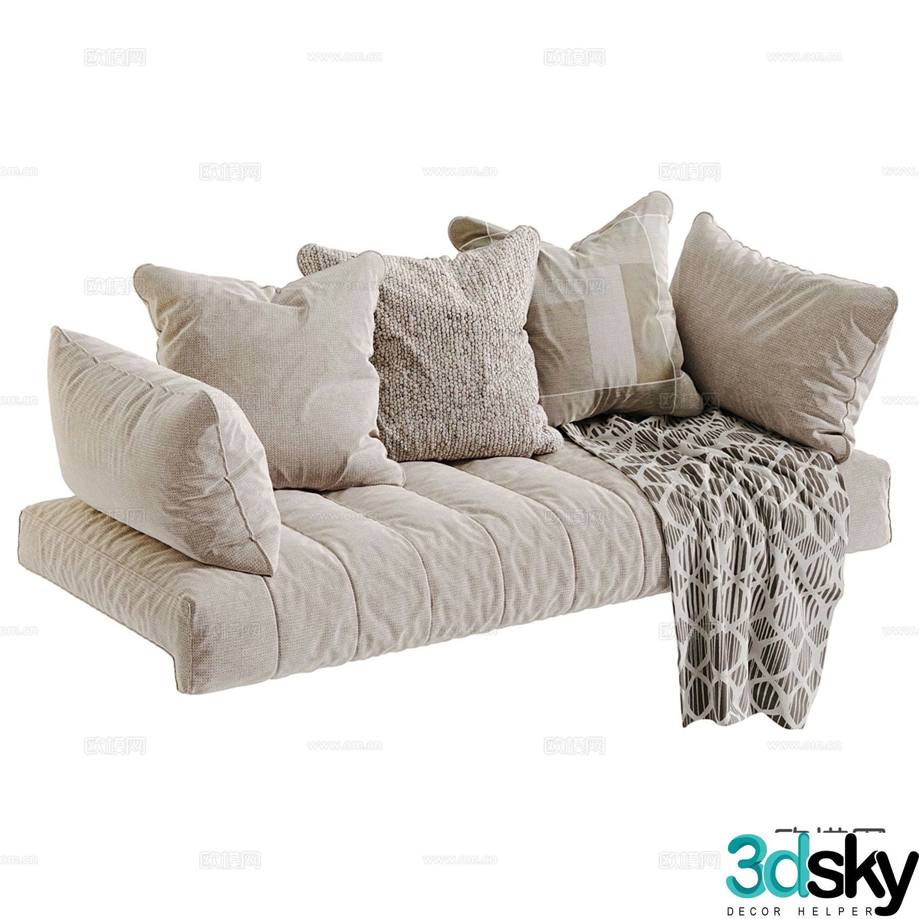 Modern fabric pillow Bay window cushion 3D model