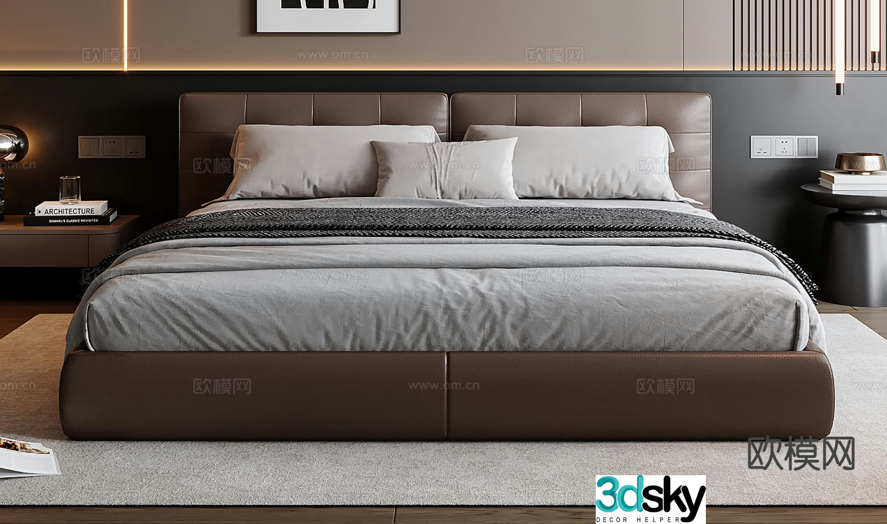 Italian double bed 3d model