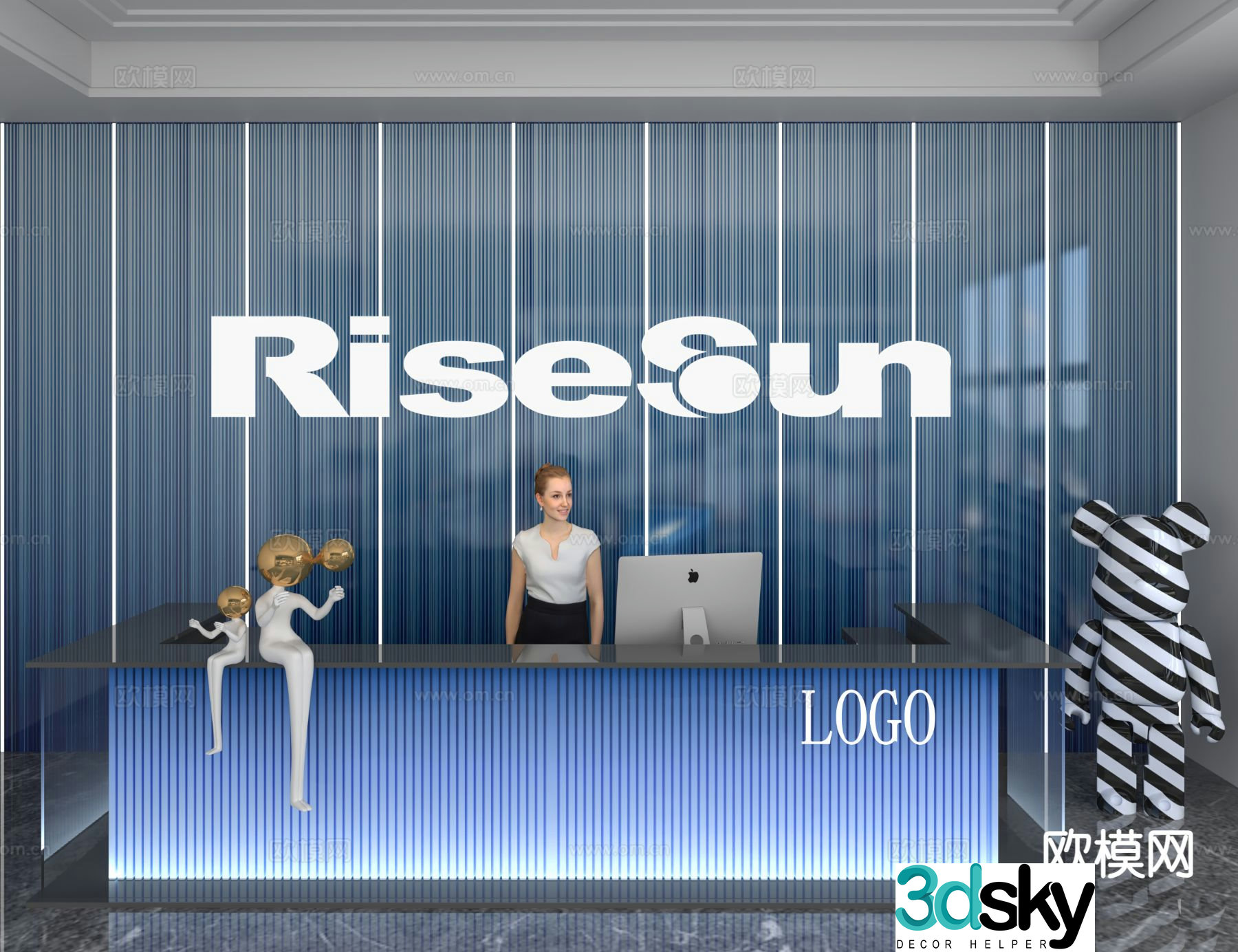 Modern front desk service desk reception desk information desk 3d model