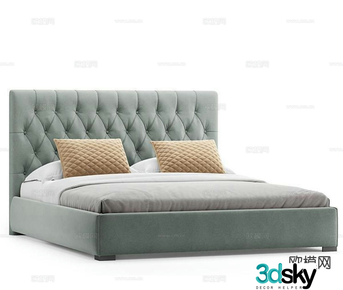 Light luxury double bed soft packed double bed 3d model