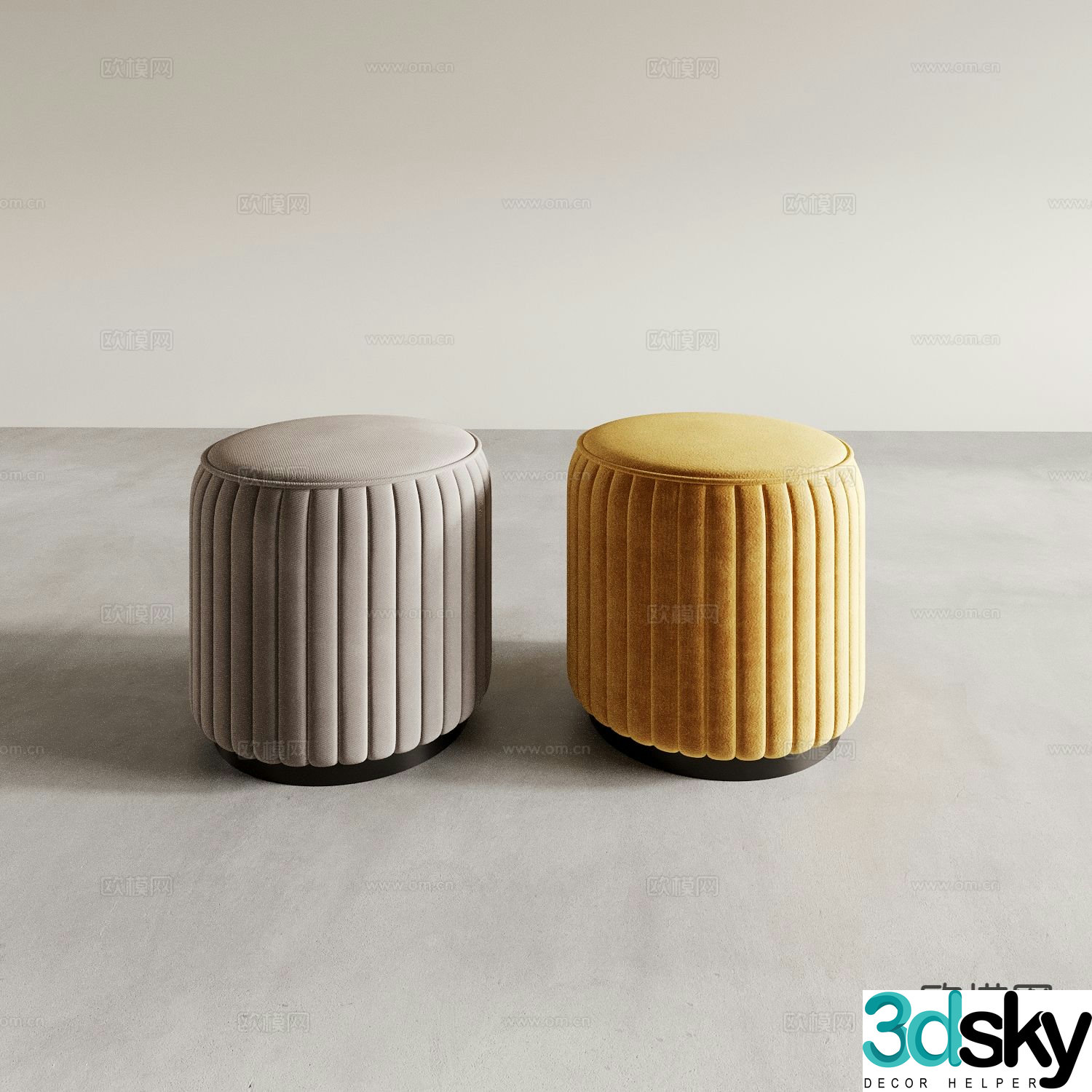 Modern stool sofa stool round stool dressing stool 3d model
