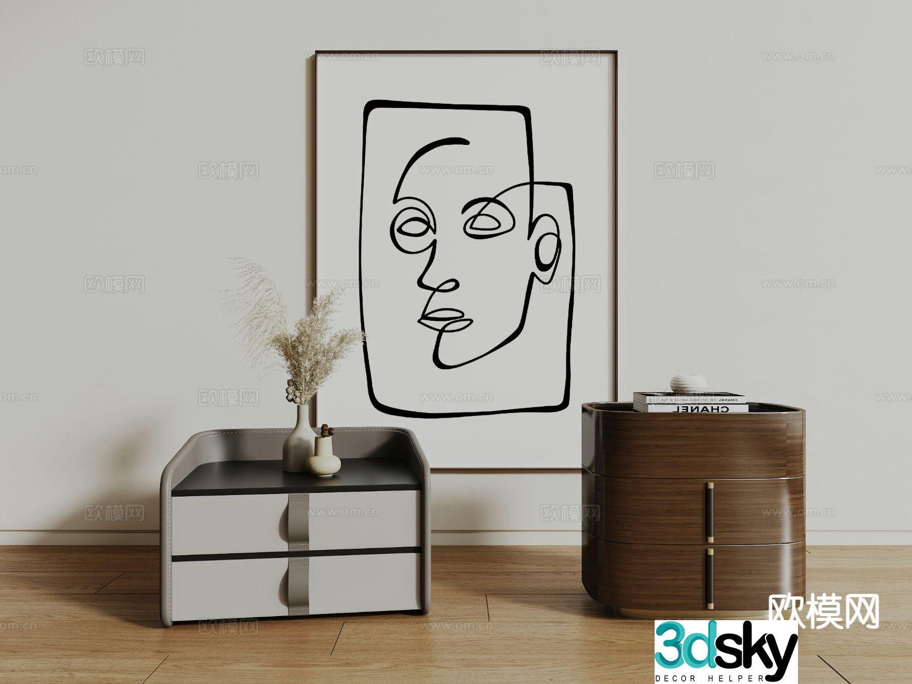 Modern bedside table 3d model