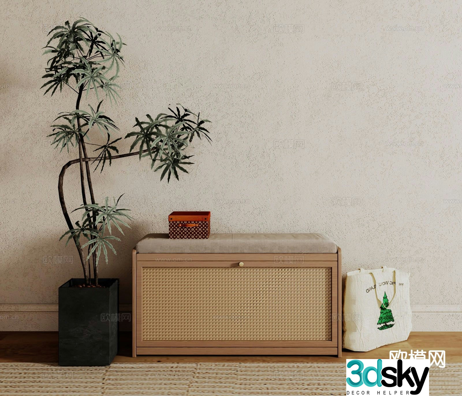 Middle-aged shoe replacement stool shoe cabinet low shoe cabinet 3d model