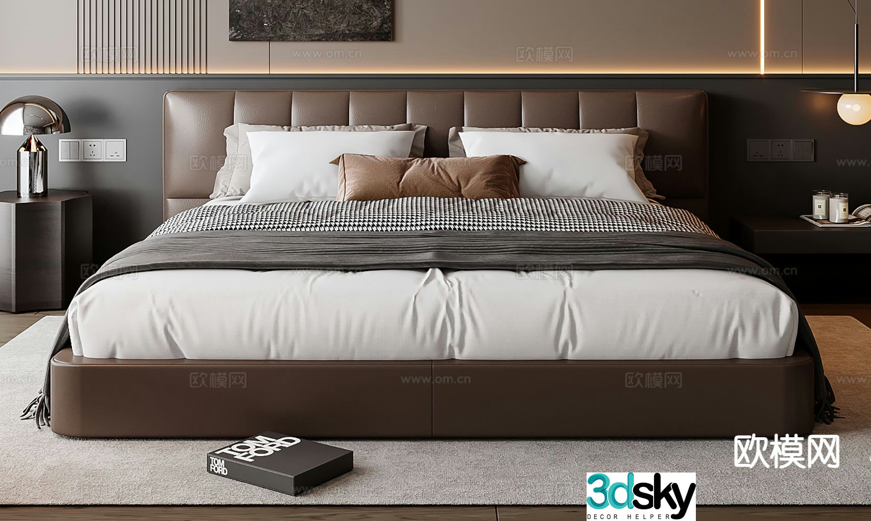 Italian double bed 3d model