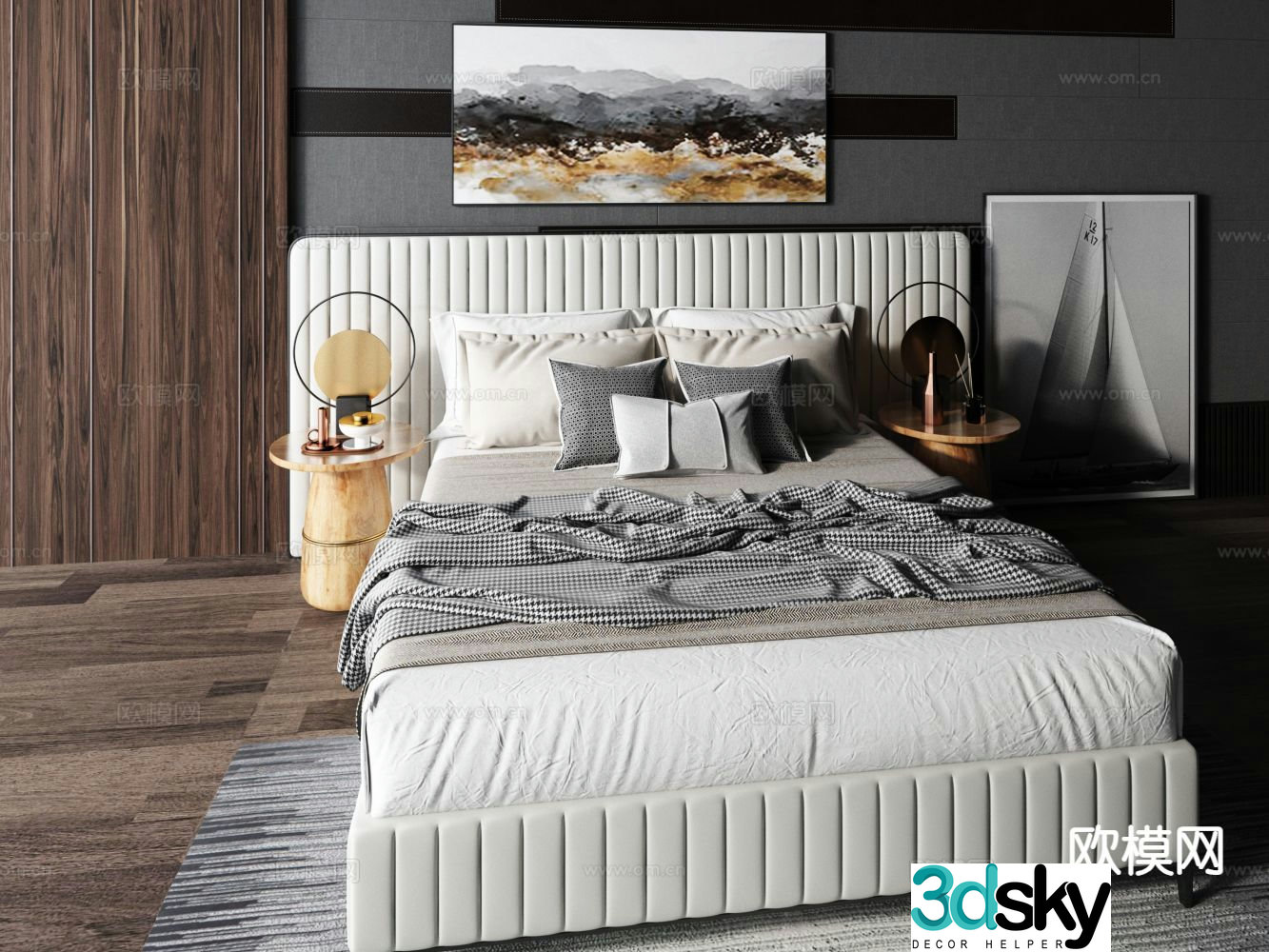 Modern double bed 3d model