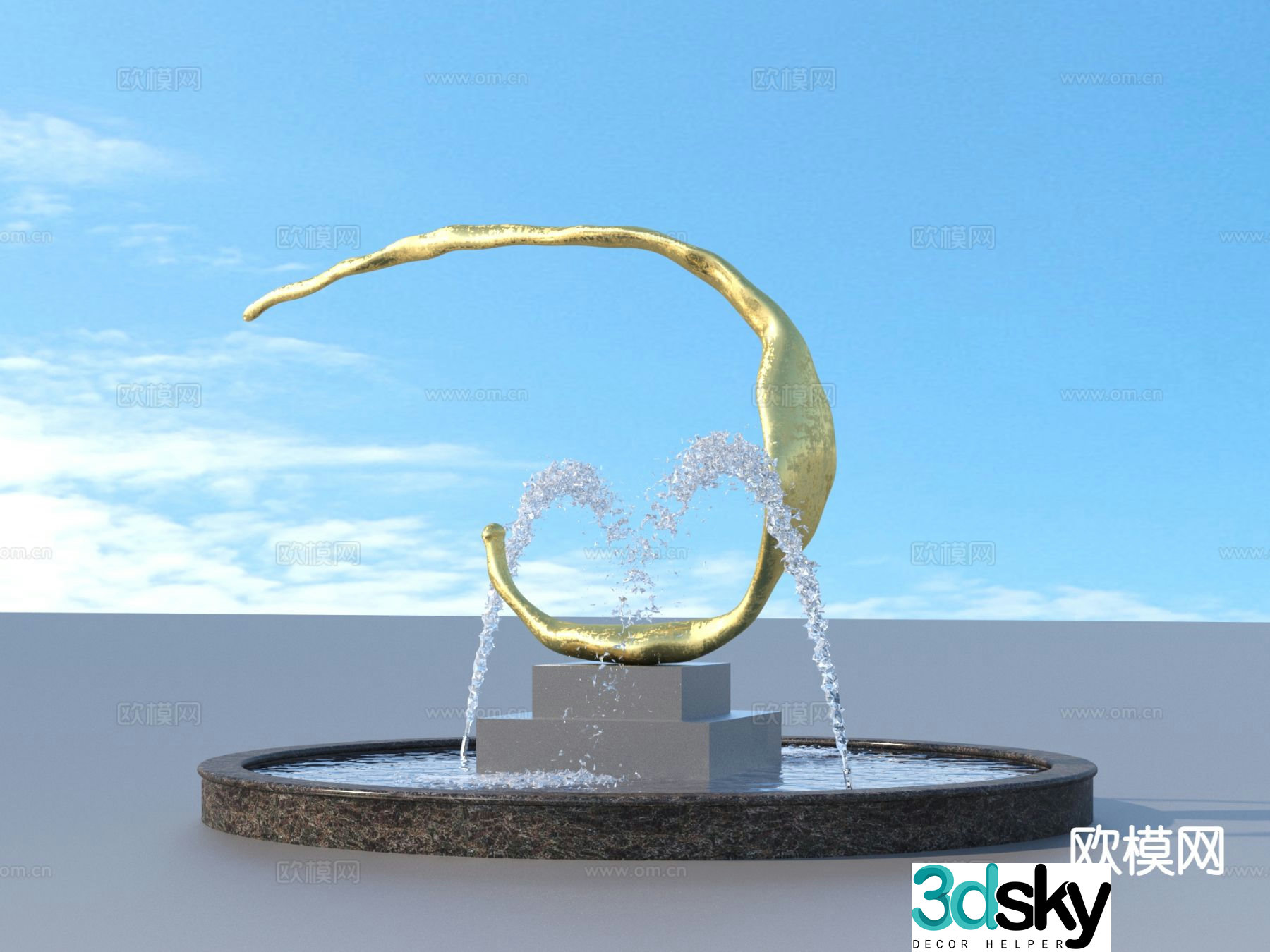 urban sculpture waterscape landscape sculpture 3d model