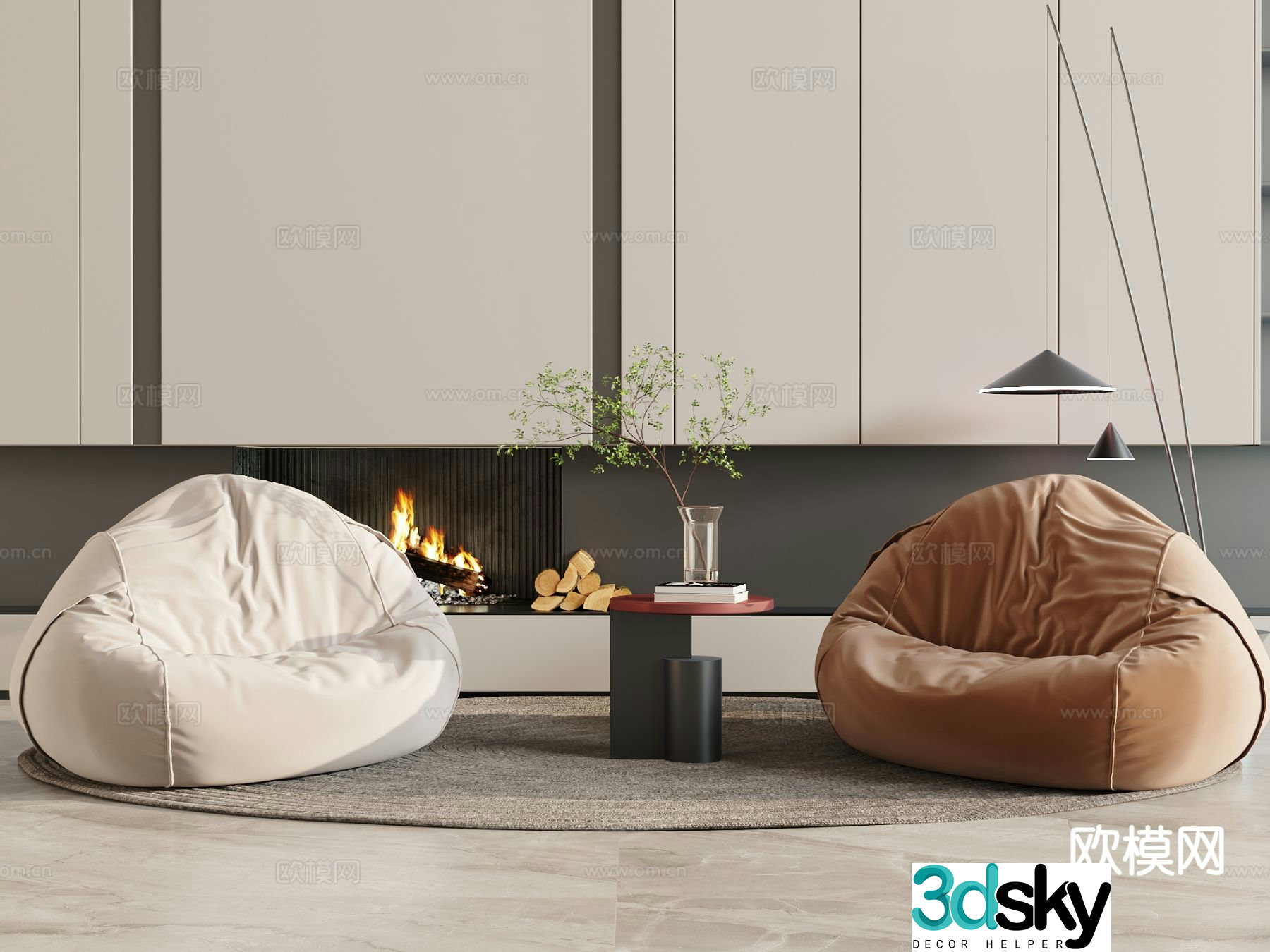 Modern beanbag sofa 3d model