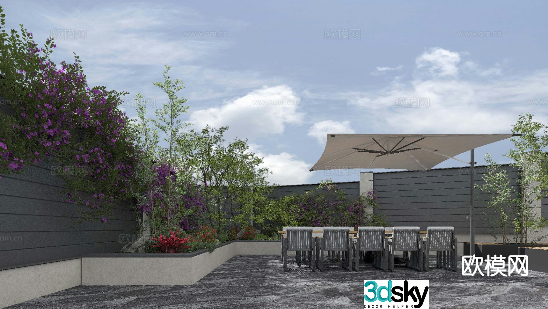 Villa landscape courtyard landscape 3d model
