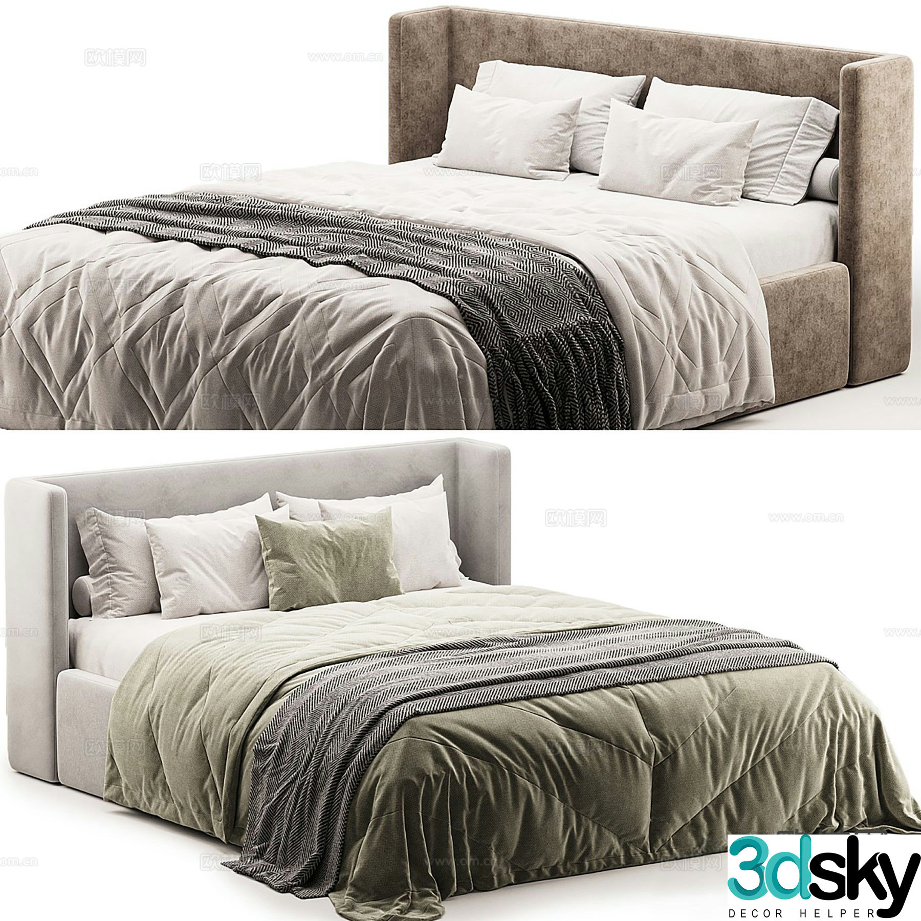Shelter double bed 3d model