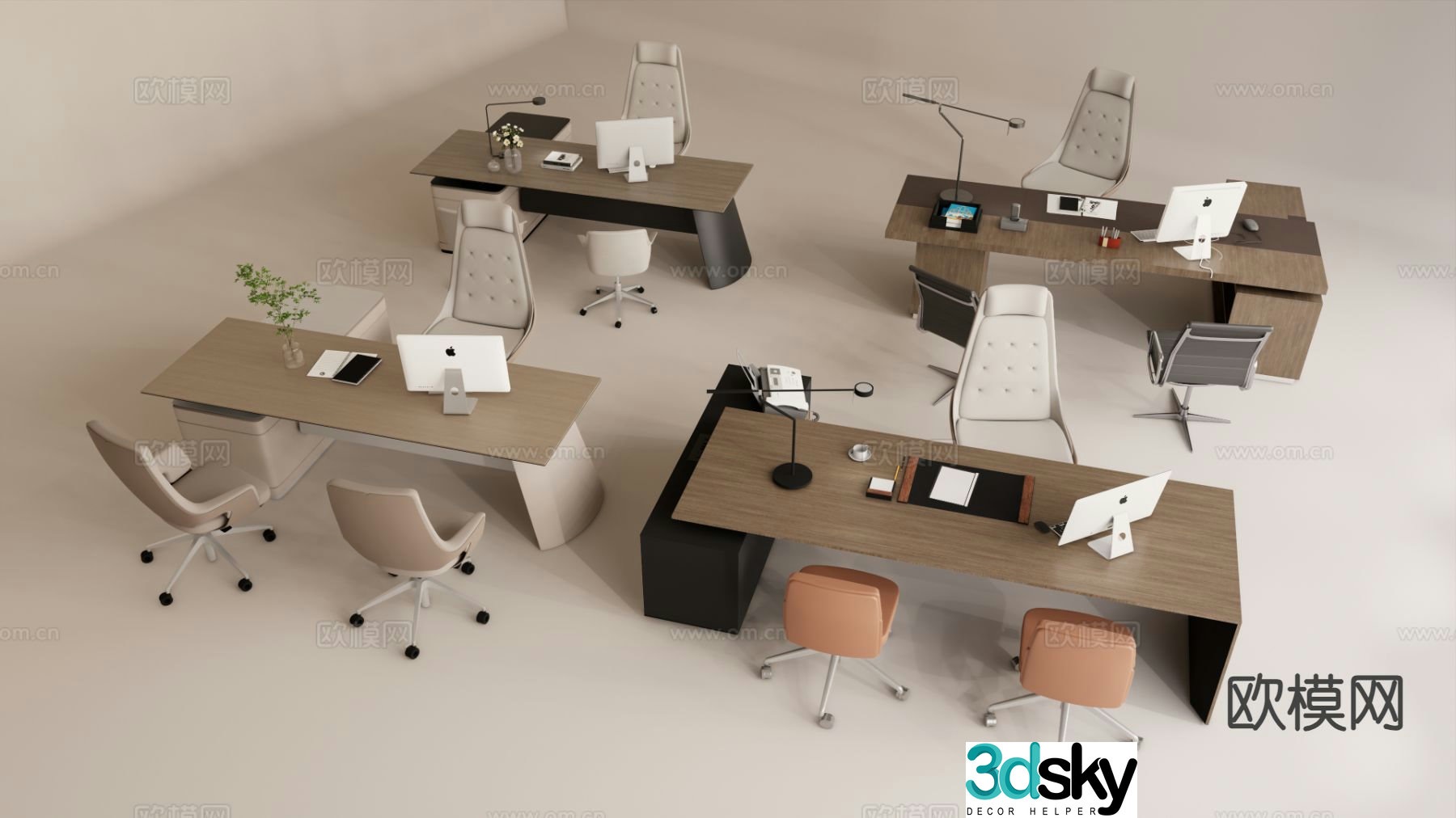 Modern general manager desk desk 3D model