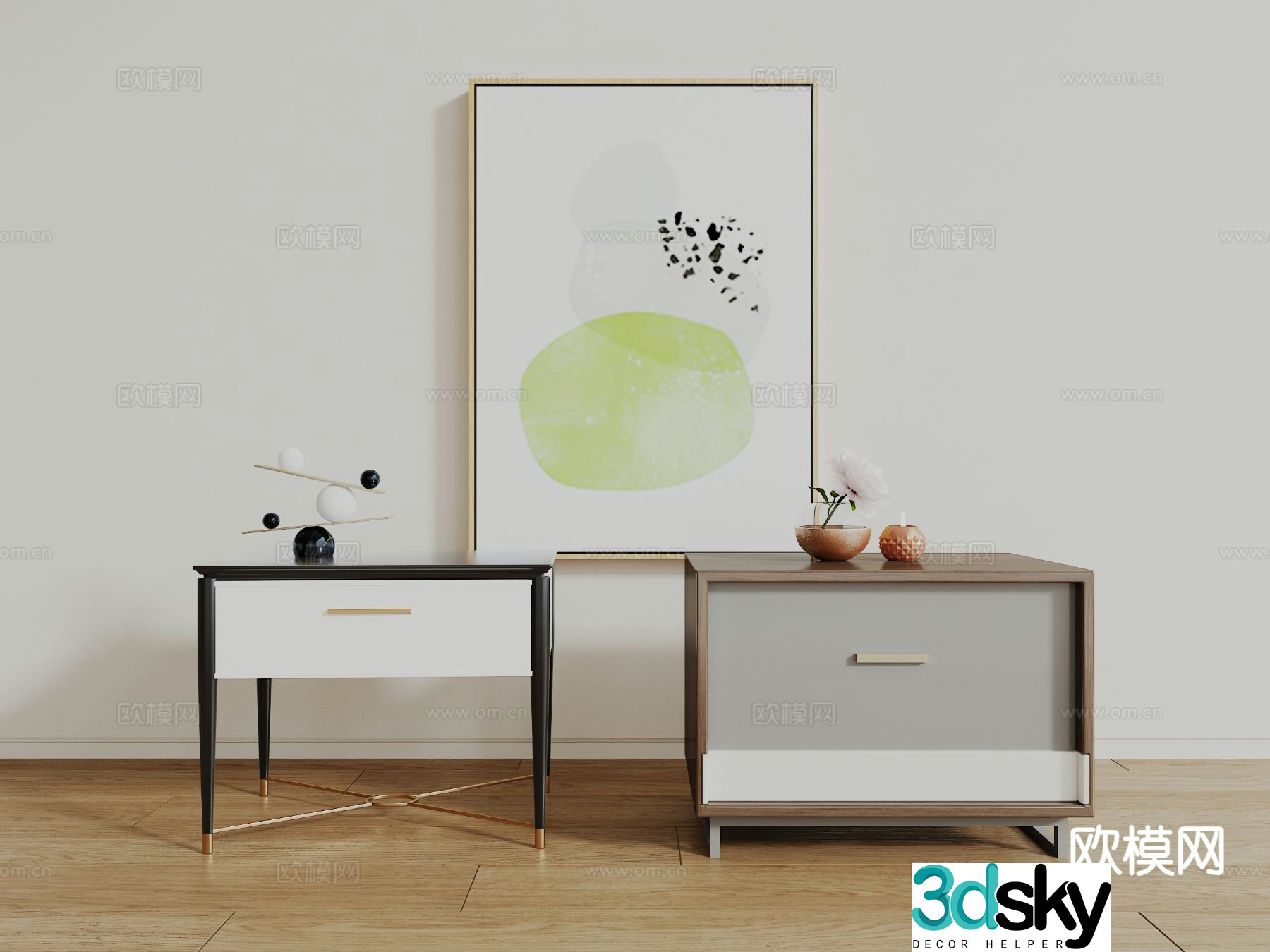 Modern bedside table 3d model