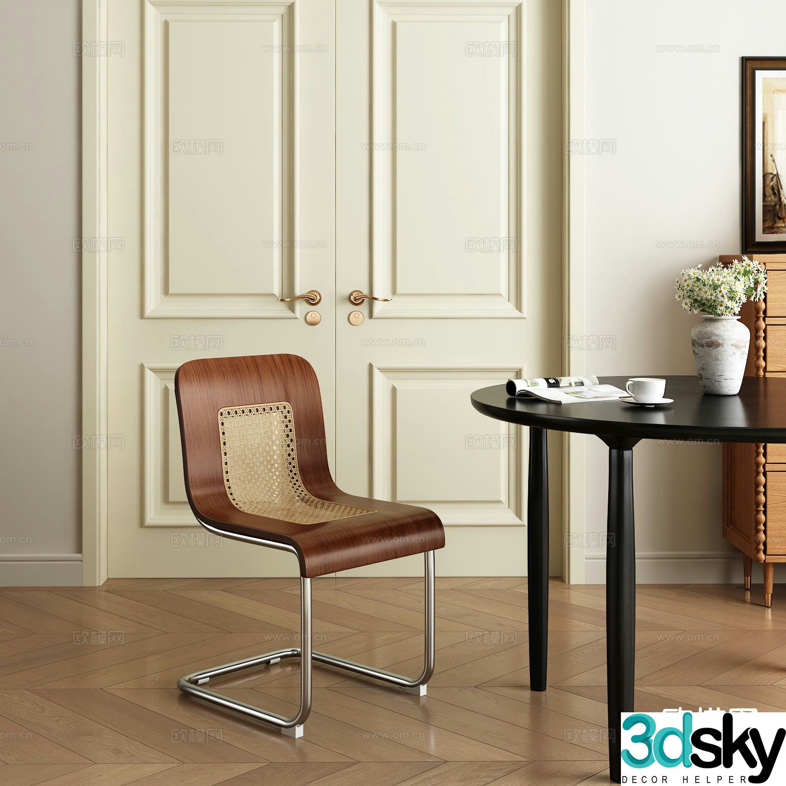 Medieval style chair dining chair 3d model