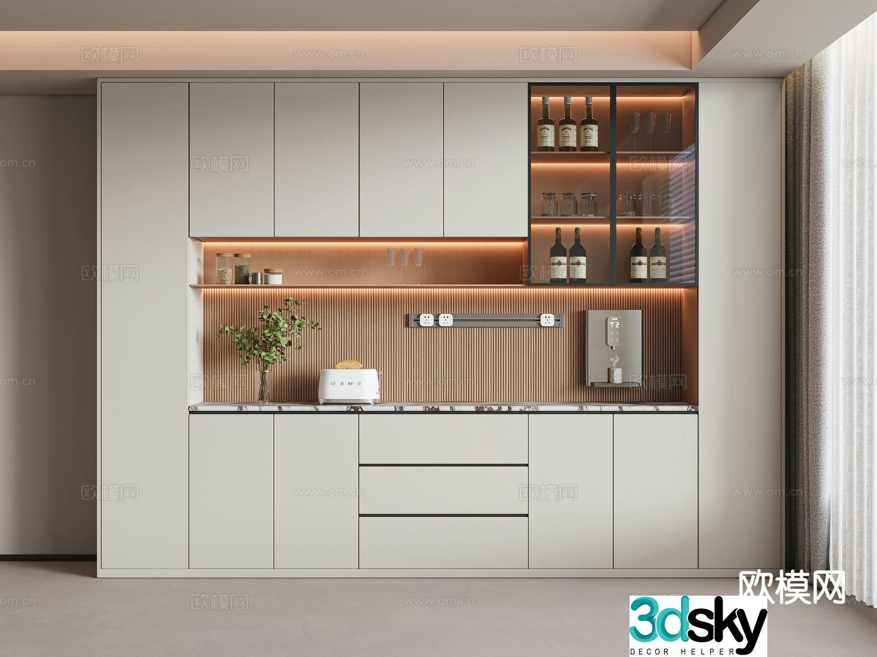 Modern wine cabinet sideboard 3d model