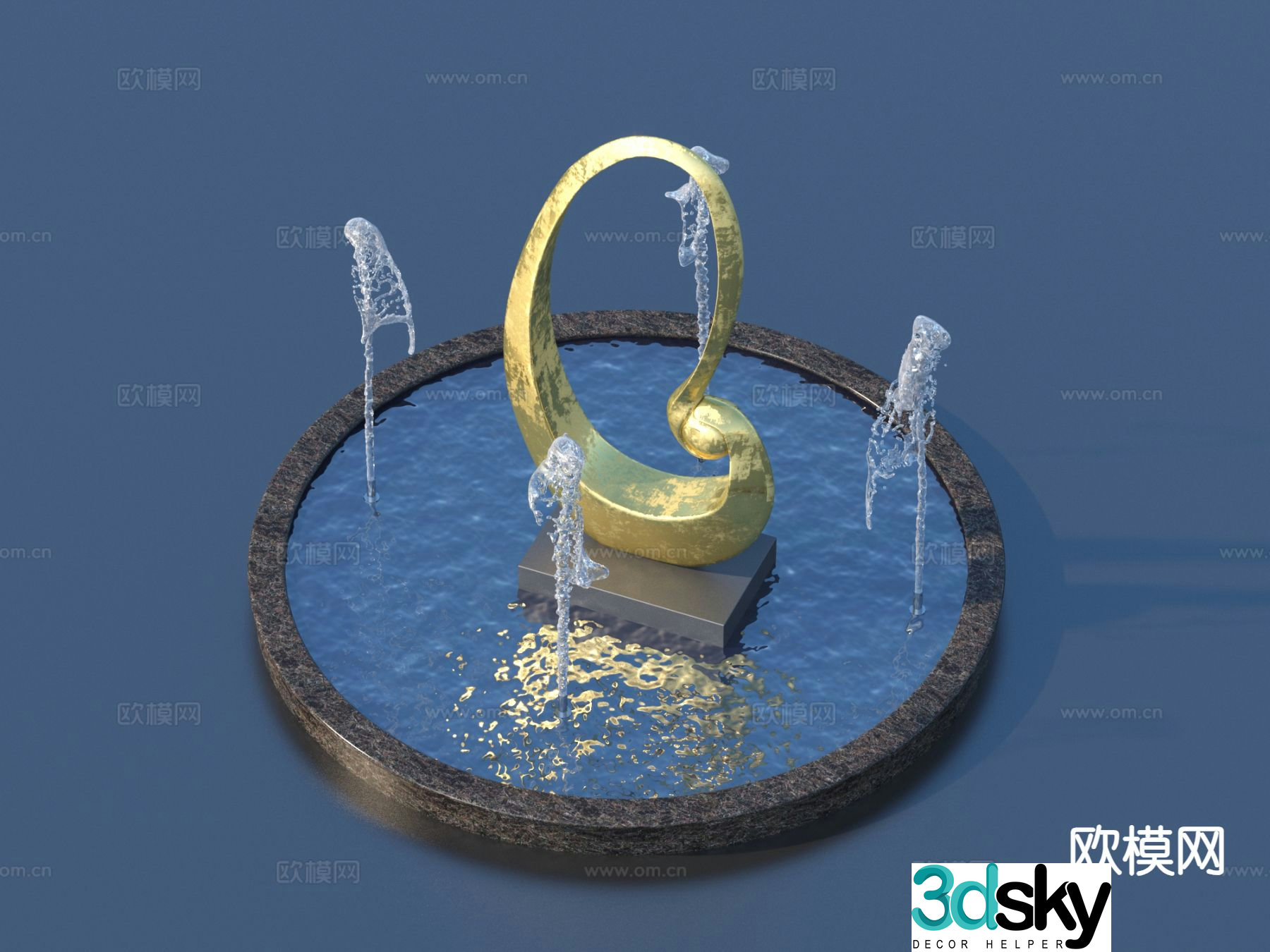 urban sculpture waterscape landscape sculpture 3d model