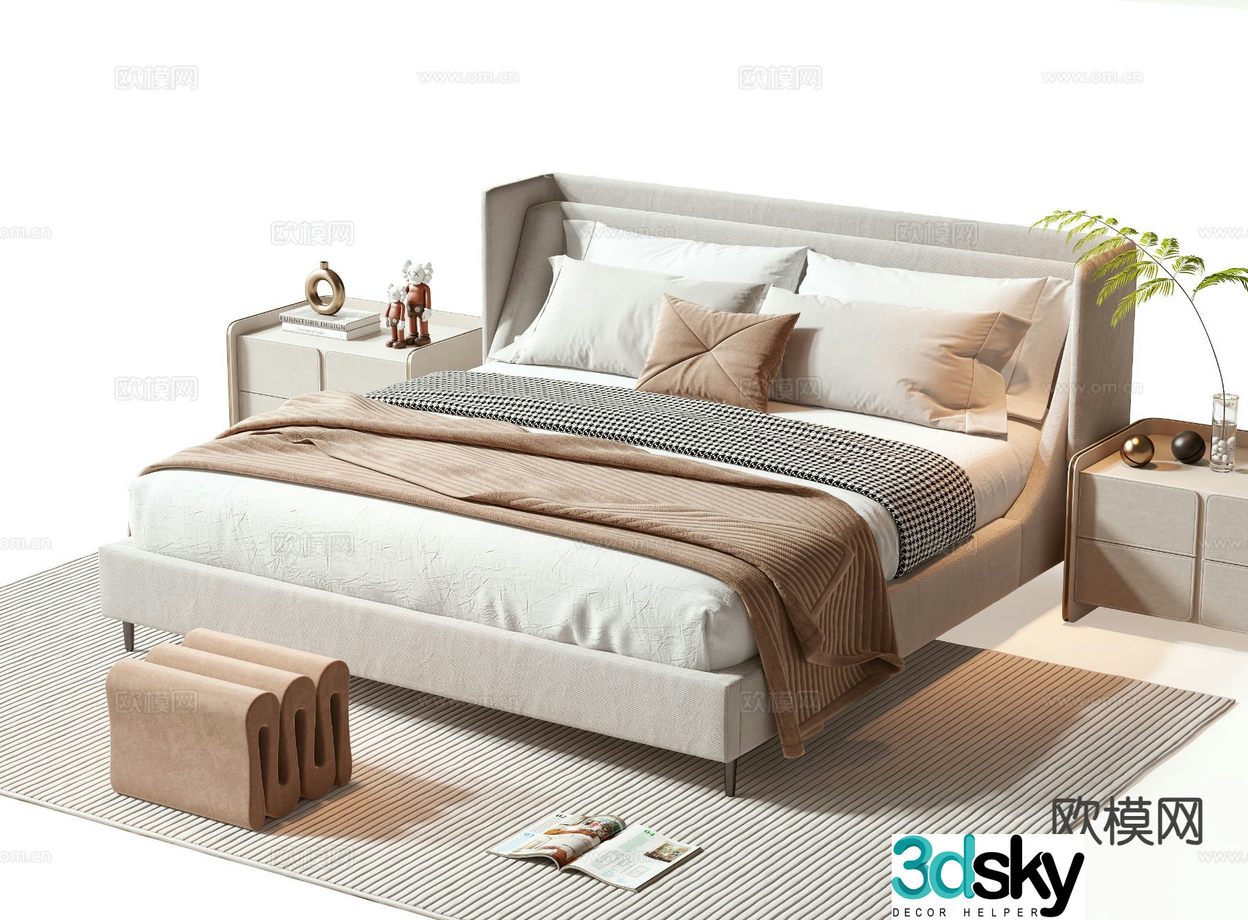Minotti modern double bed 3d model