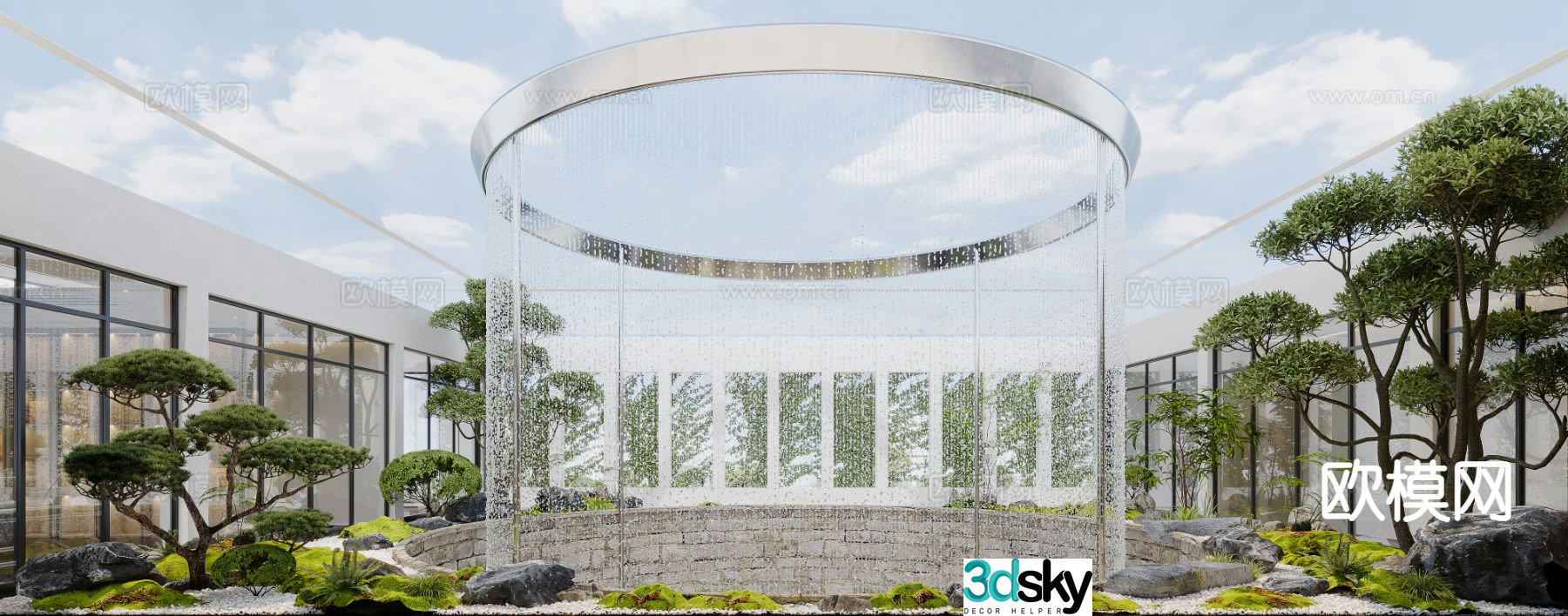 Modern sky terrace space garden 3d model