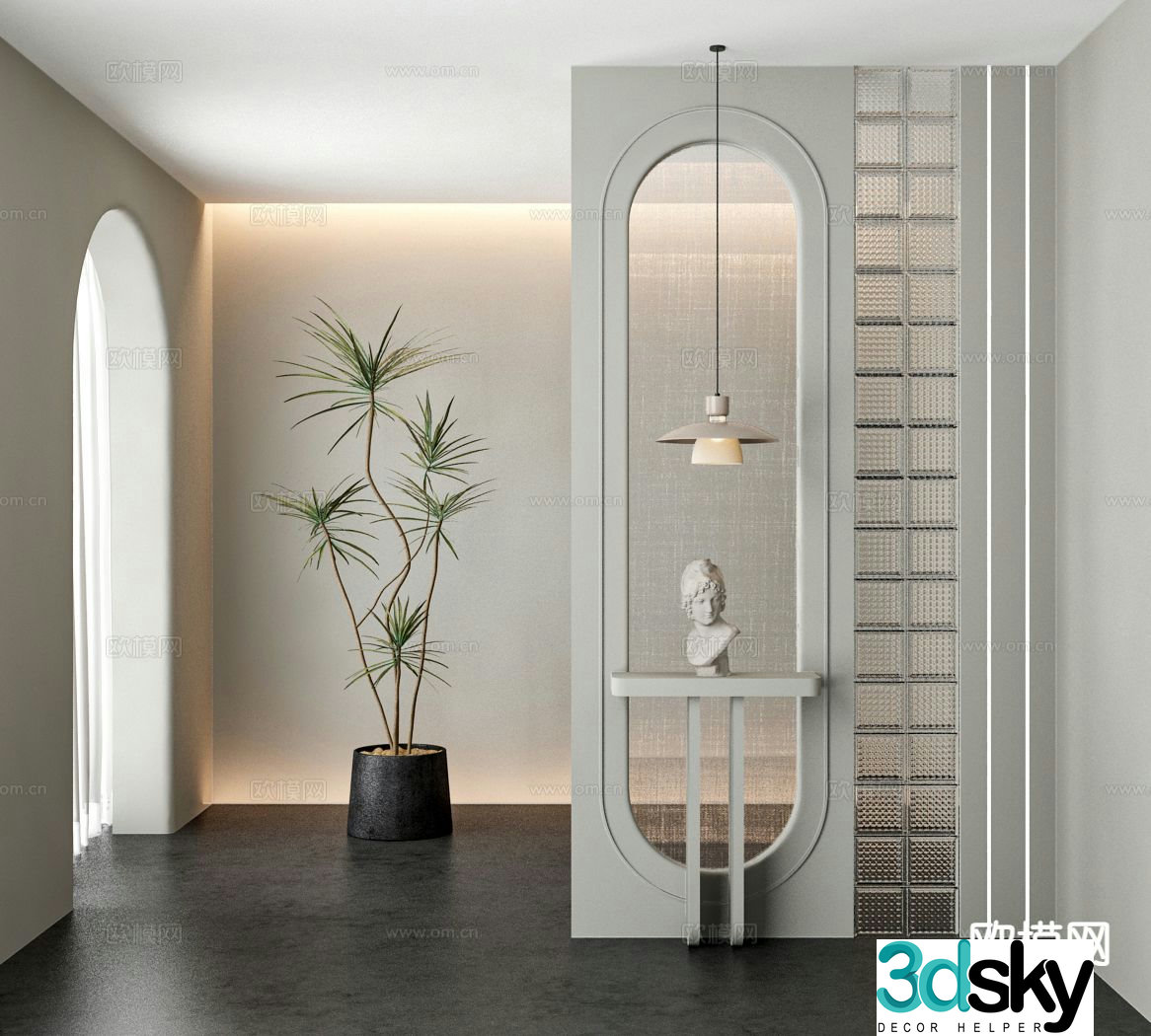 French entrance partition glass partition 3D model