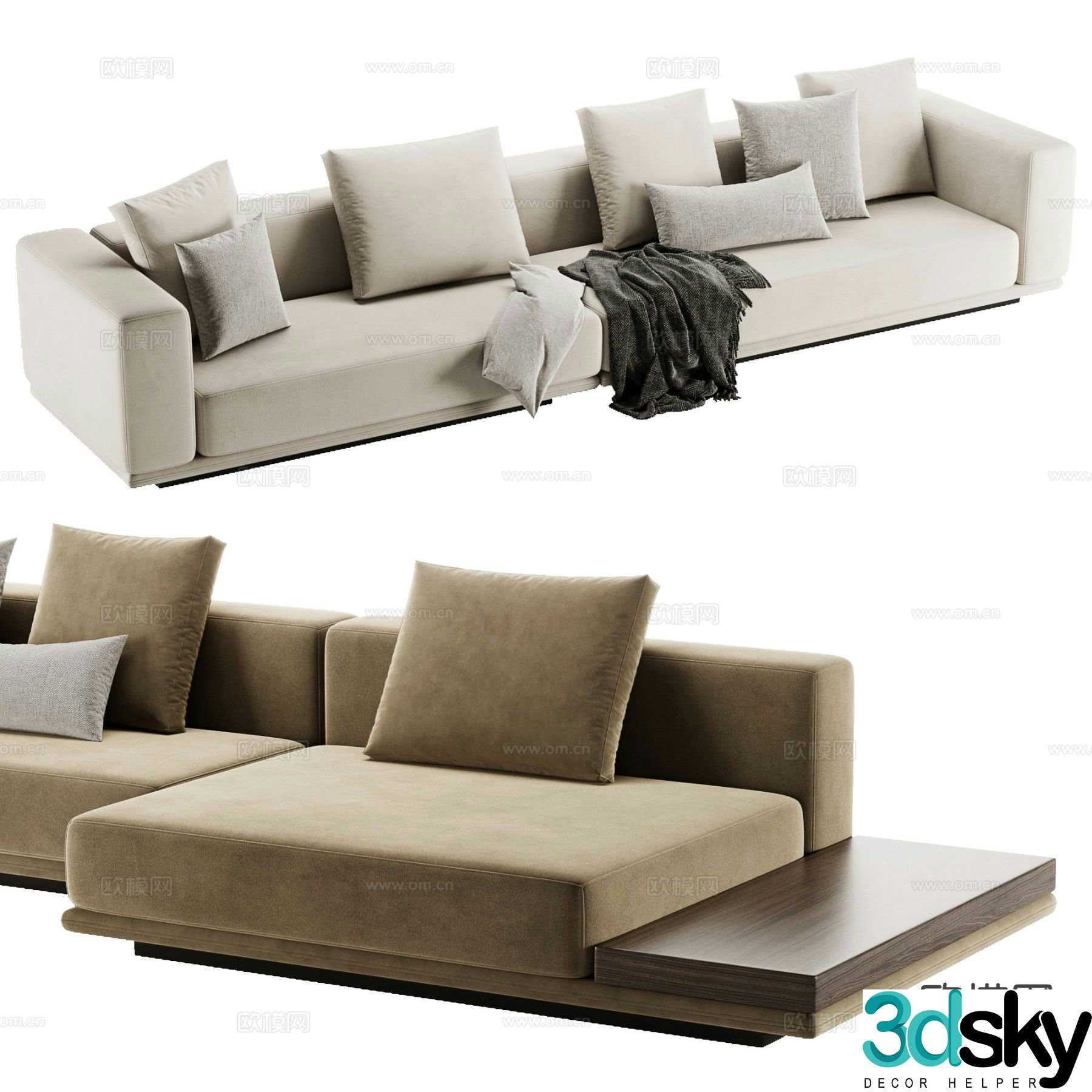 Minotti HORIZONTE modern multi-seater sofa 3d model