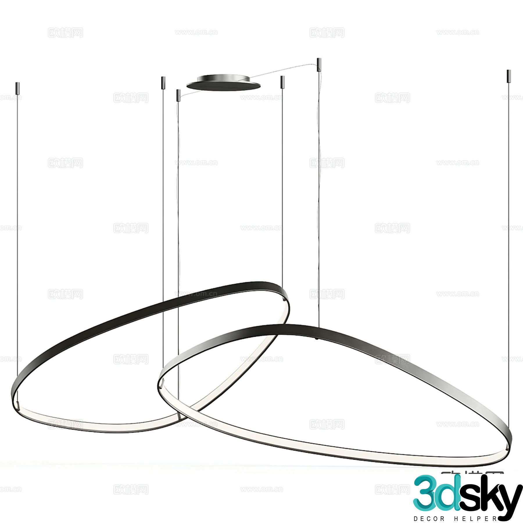 Modern minimalist chandelier wireframe chandelier 3d model