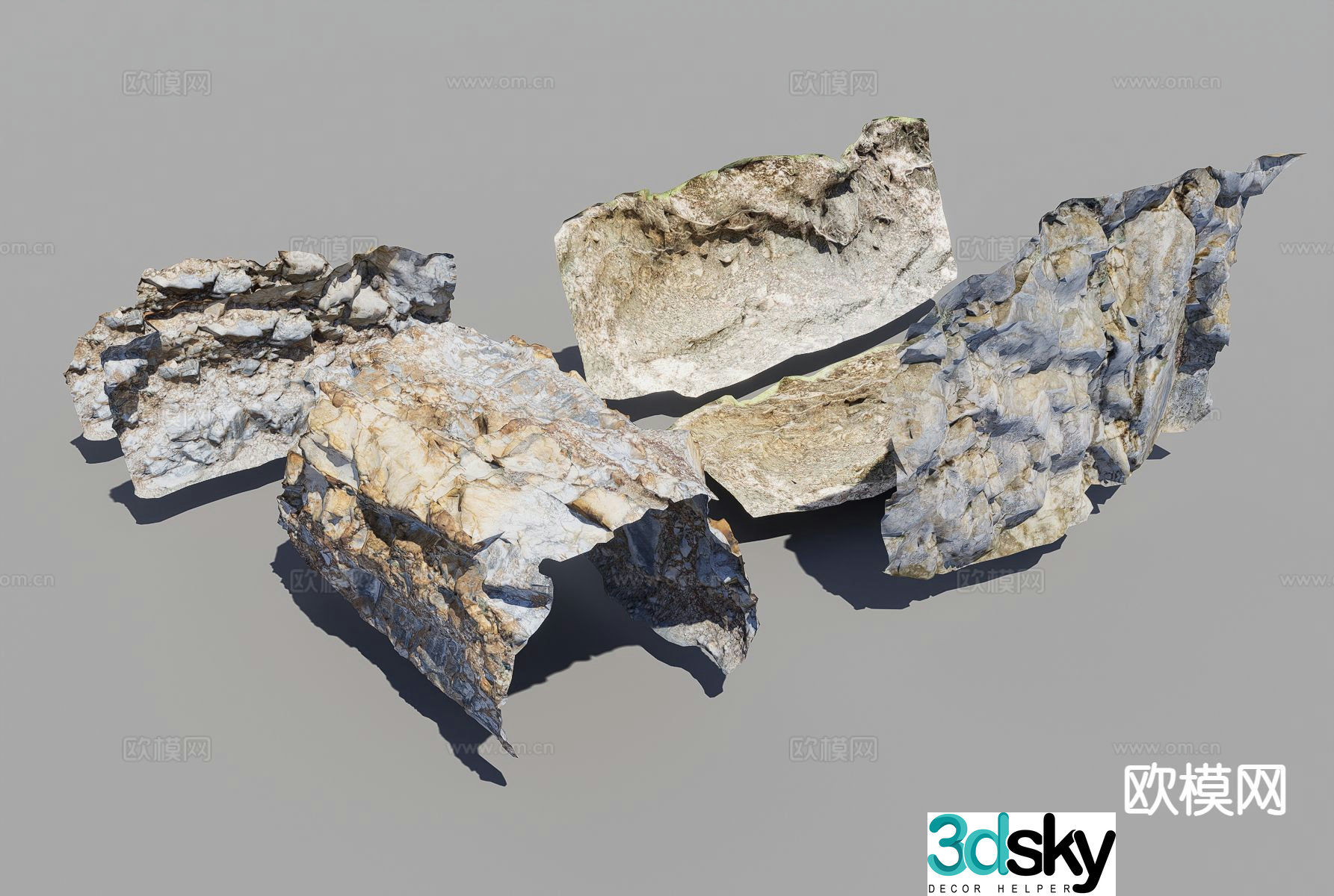 cave wall stone rock 3d model