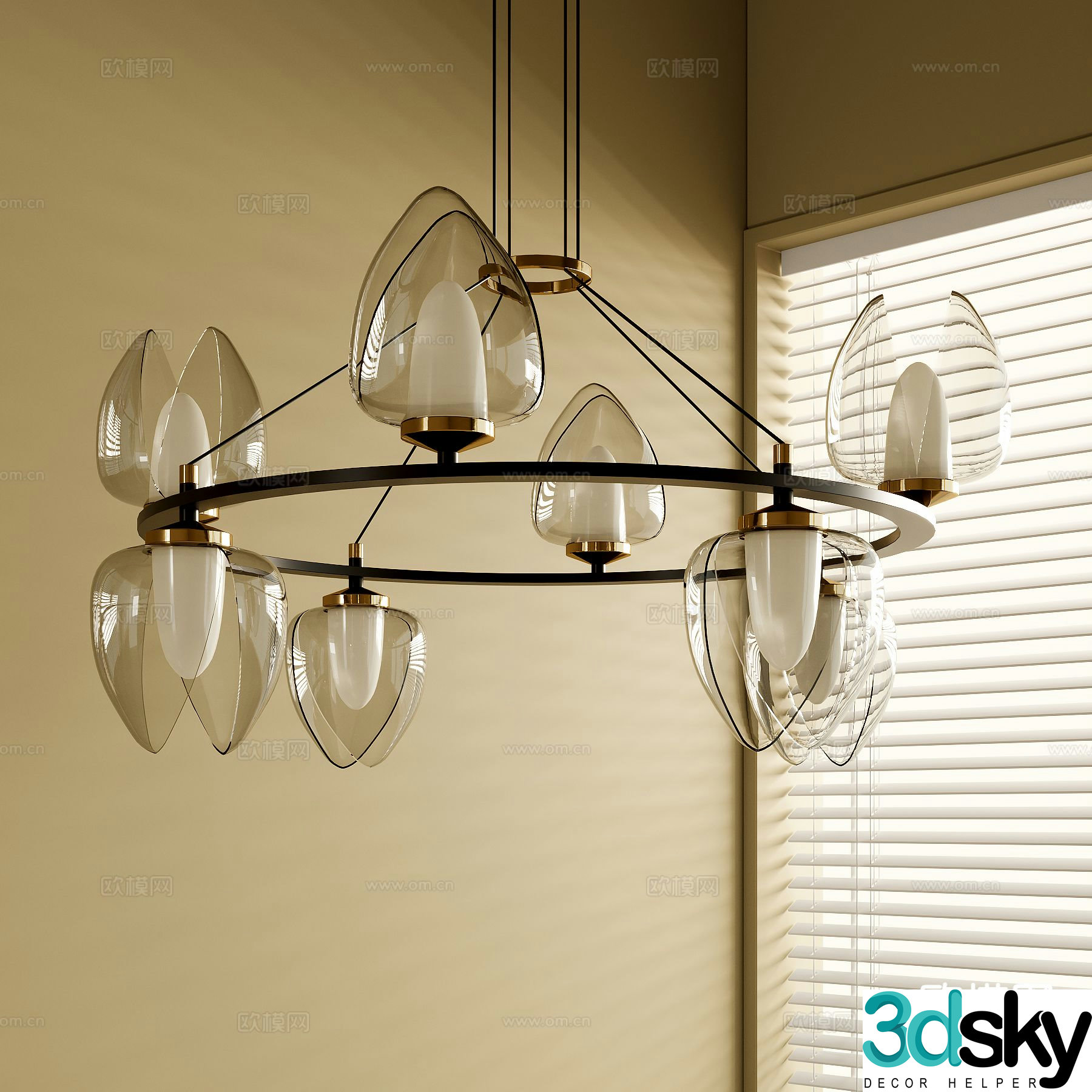 Medieval style chandelier glass chandelier 3d model