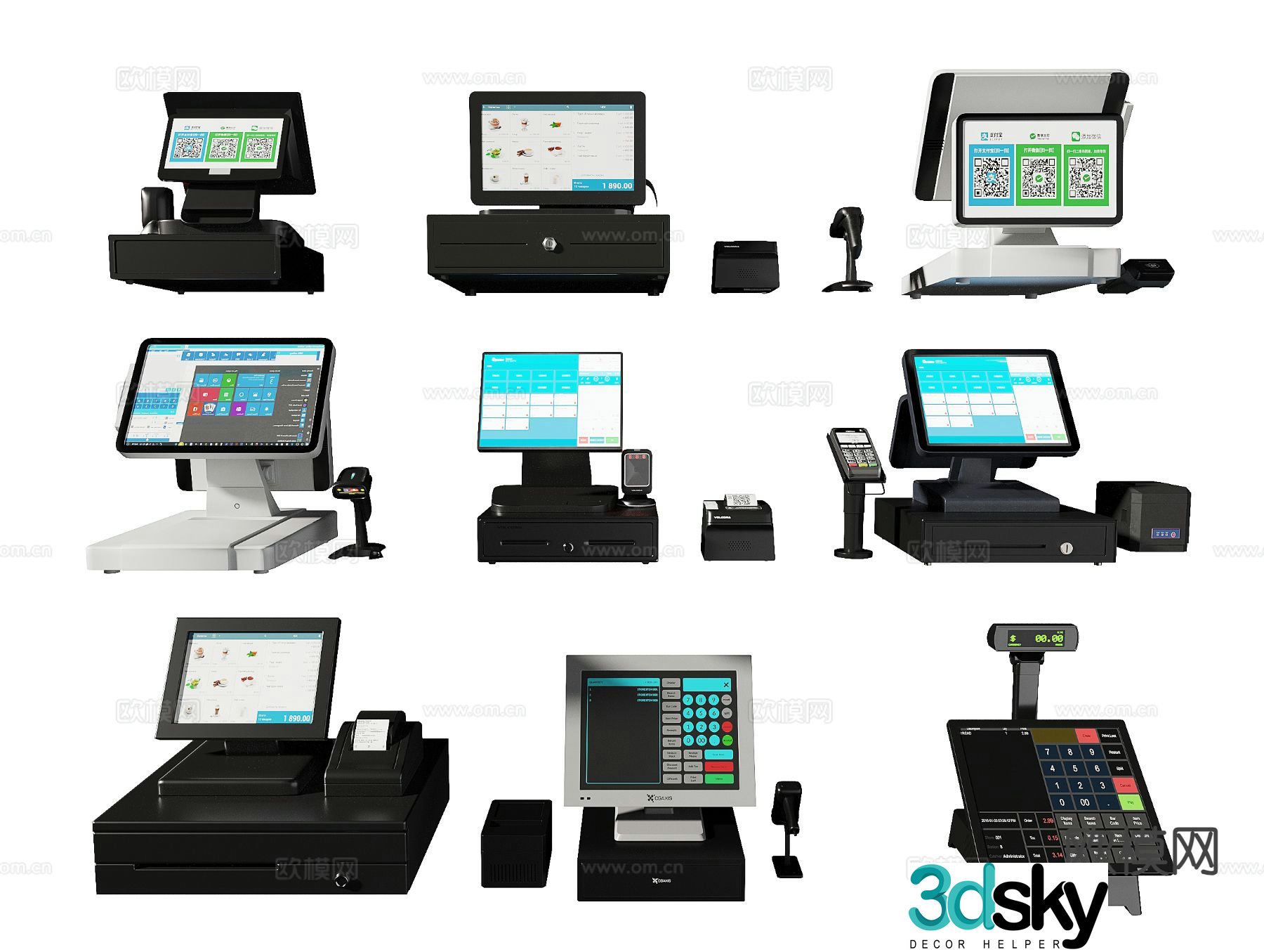 Modern cash register cash register 3d model