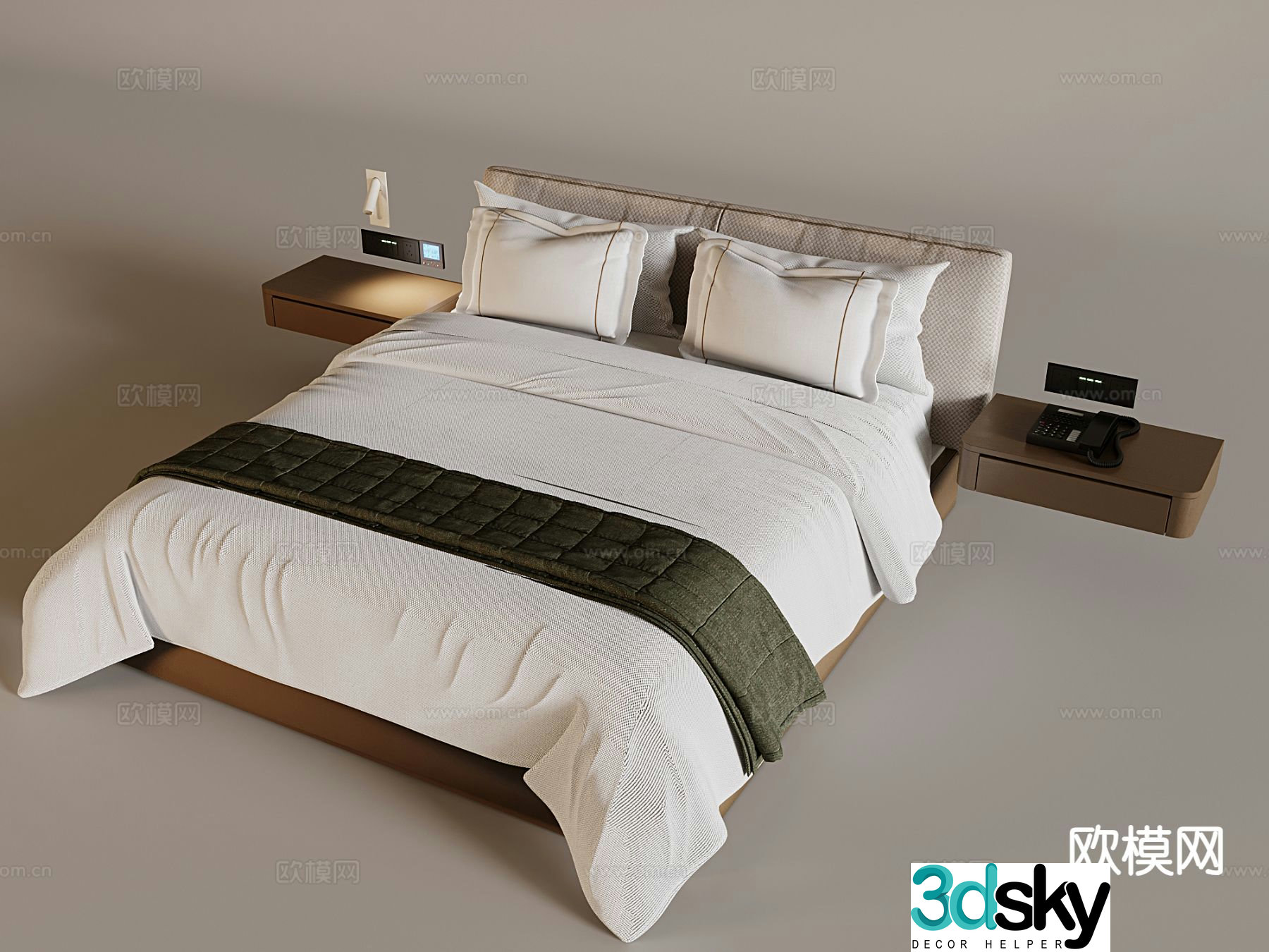 Modern double bed 3d model