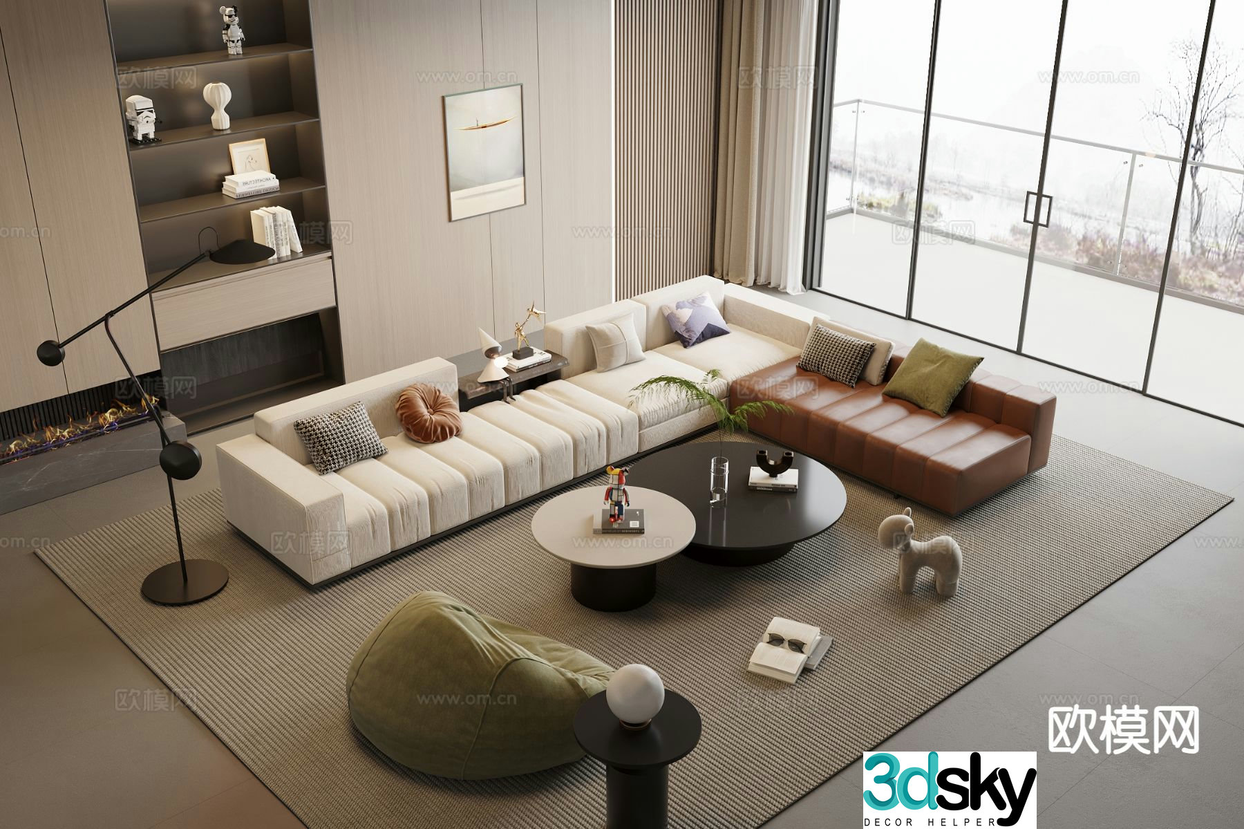 Modern corner sofa modular sofa 3d model