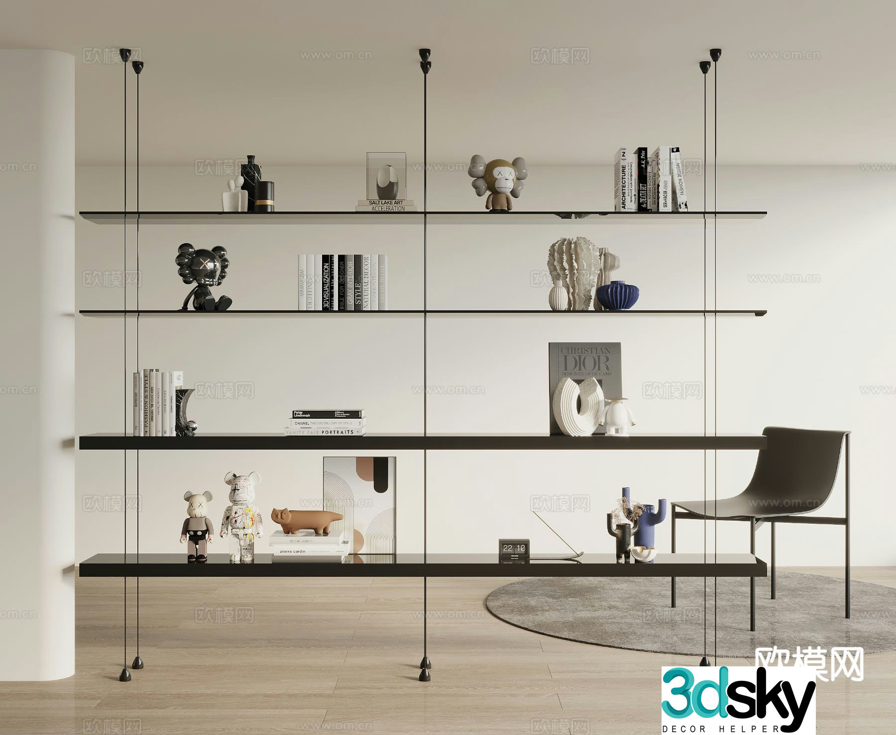 Modern bookshelf shelf 3d model