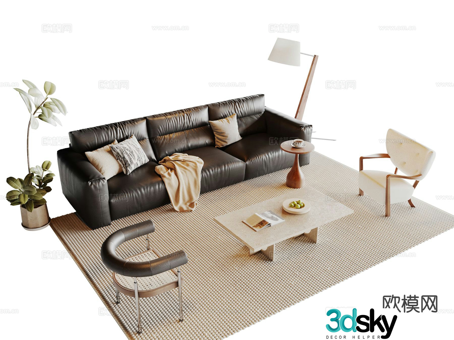 Medieval style sofa modular sofa 3d model