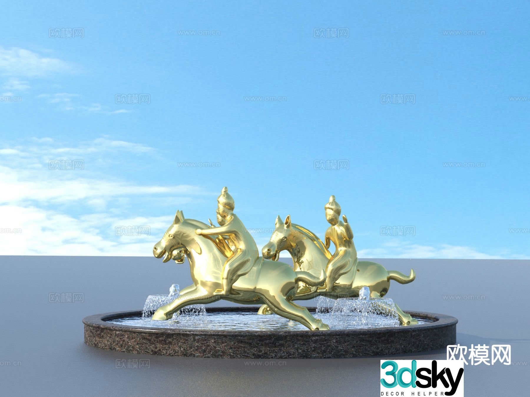 urban sculpture waterscape landscape sculpture 3d model