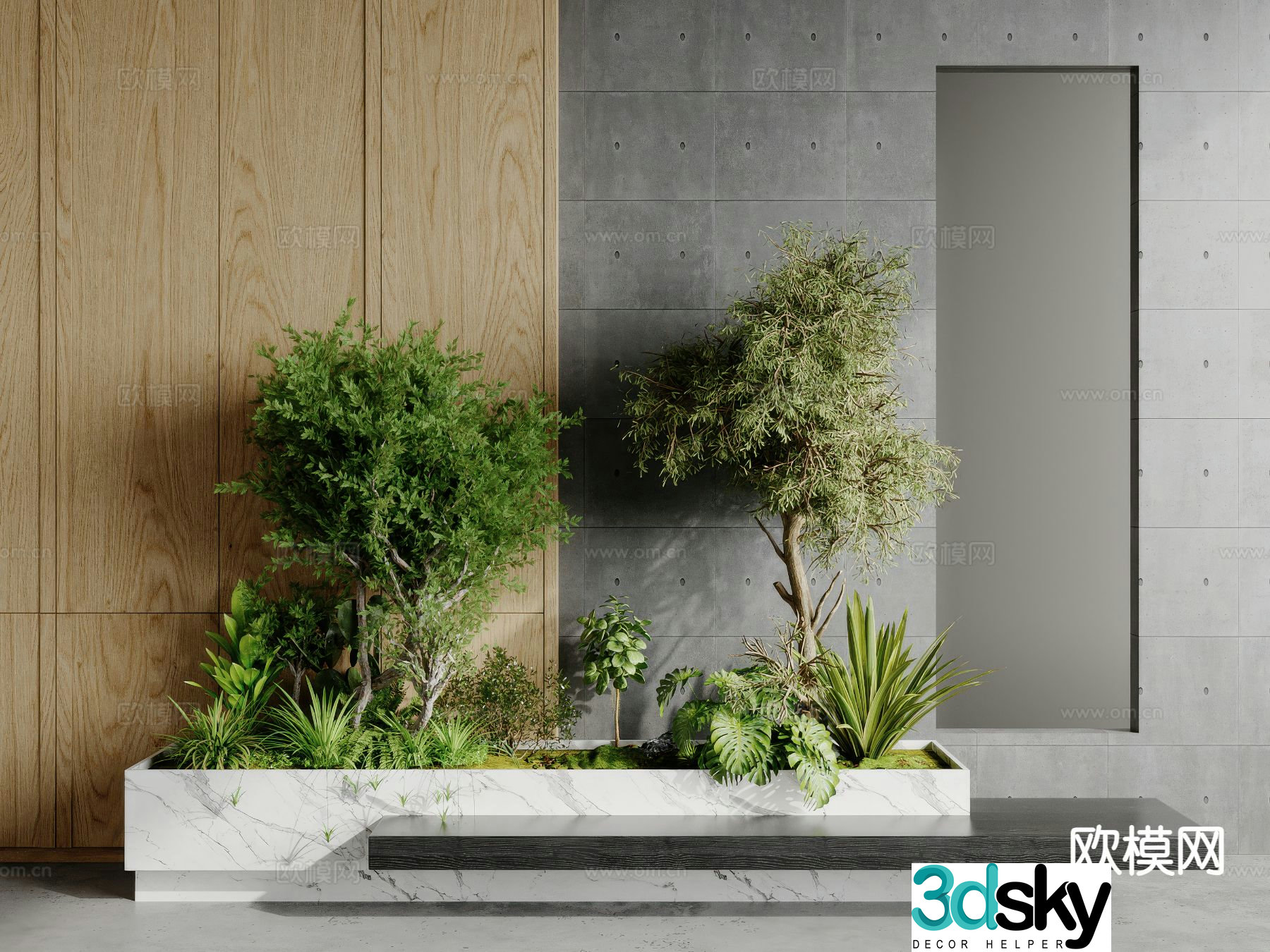 Modern plant pile landscape green plants 3d model