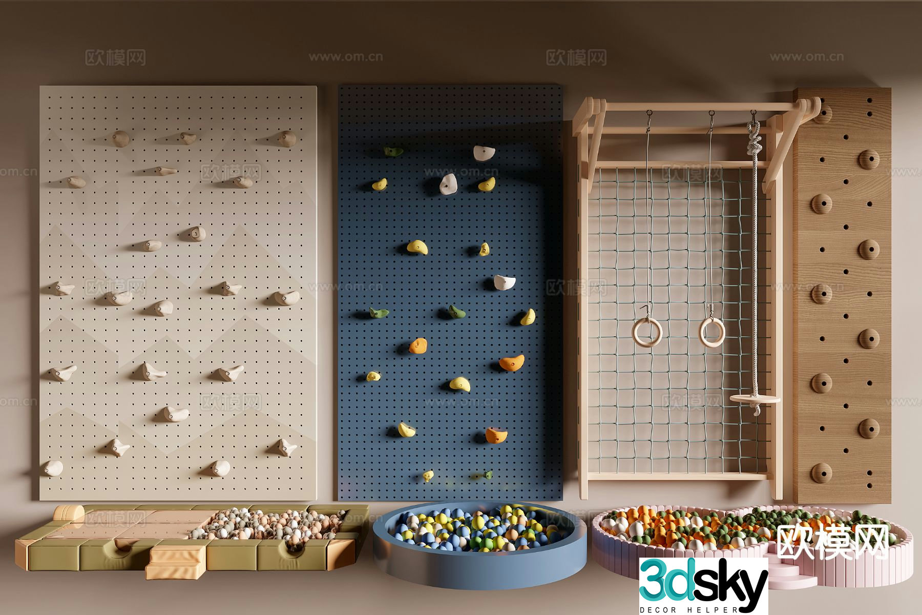 Rock climbing wall ocean ball pool amusement equipment 3d model
